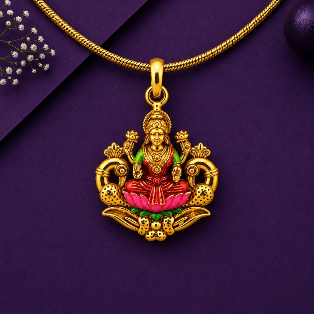 The Lakshmi Mayur Blossom 925 Silver Gold-Plated Pendant