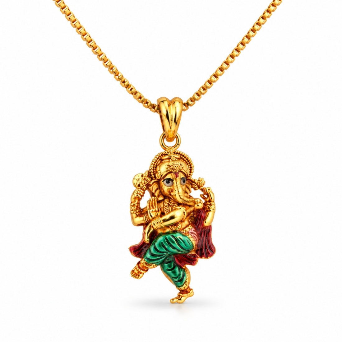 The Nritya Ganapati 925 Silver Gold Plated Figurine Pendant