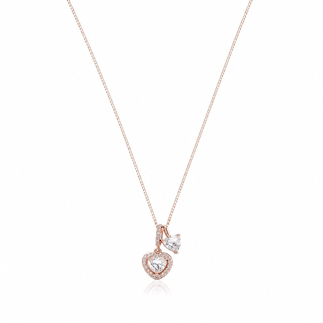The Everlasting Amour Dual Heart 925 Silver Pendant Chain