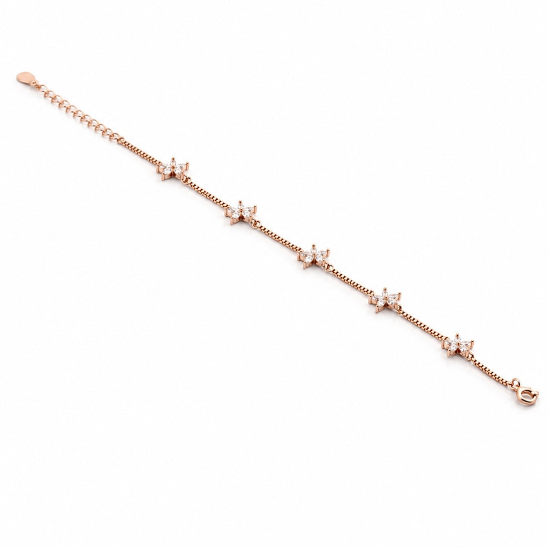 The Jasmine Bloom – 925 Rose Gold Floral Station Bracelet