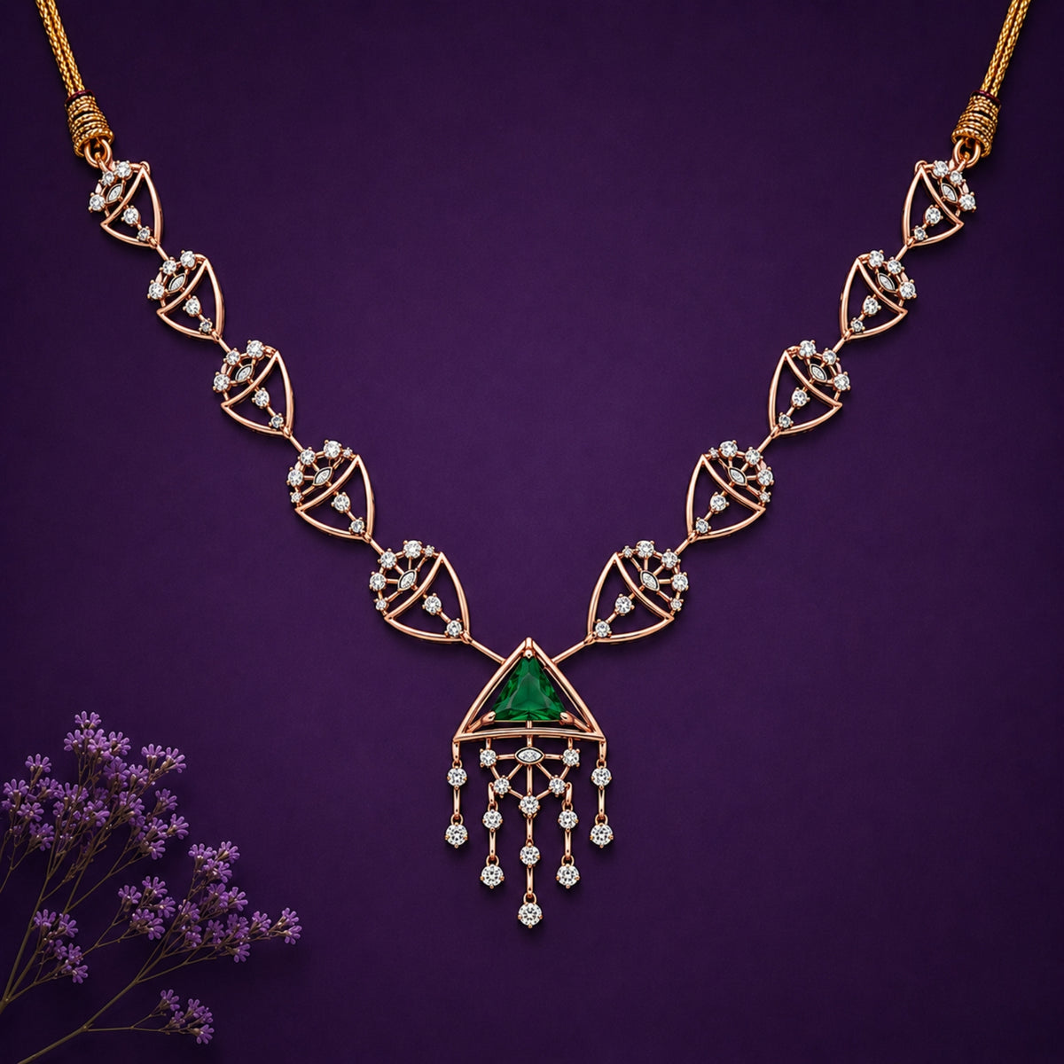 Verdant Chandelier Silver Drop Necklace