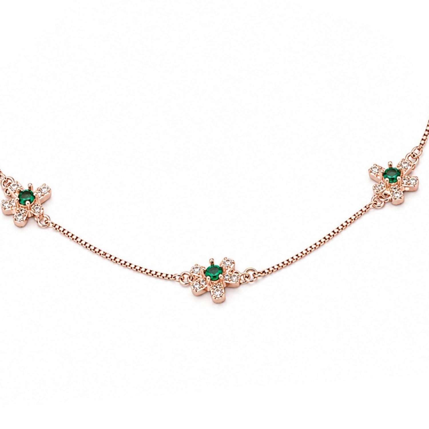 Meadow Blossom Emerald Green 925 Silver Anklet