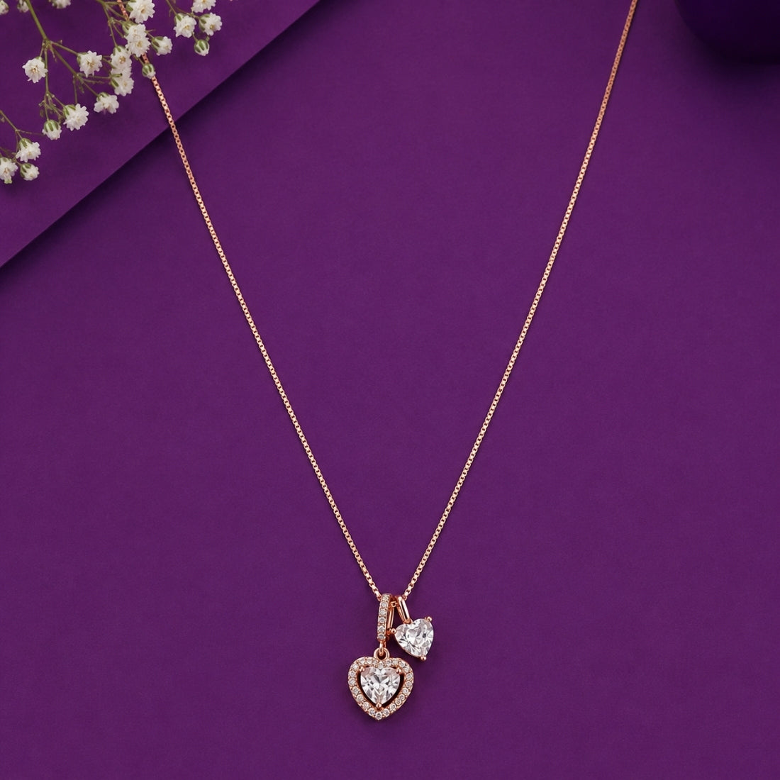 The Everlasting Amour Dual Heart 925 Silver Pendant Chain