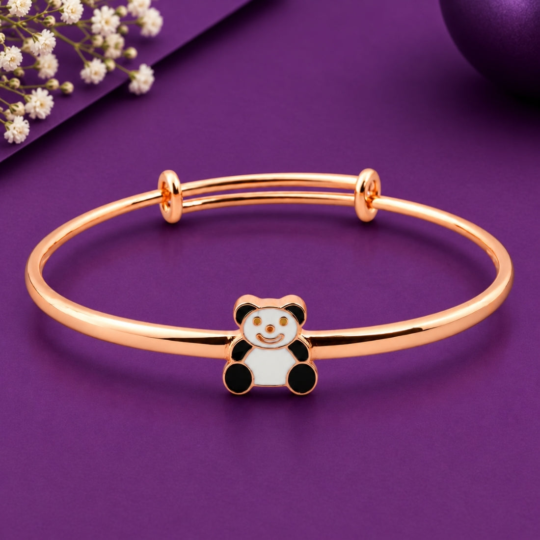 Playful Panda Twin Set 925 Sterling Silver Adjustable Kids Kadas set (Rose Gold Finish)