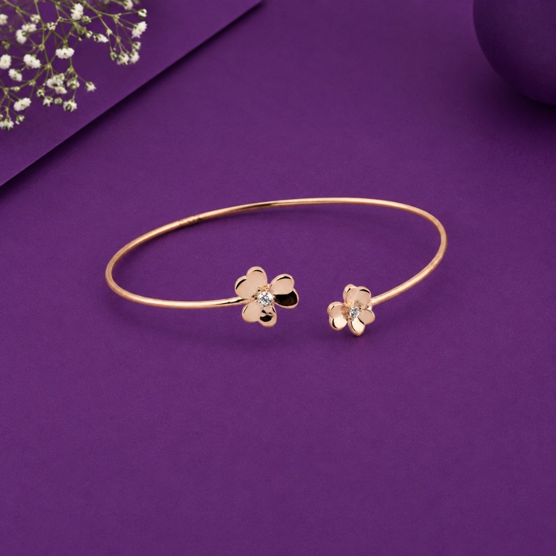 Blossom Aura Rose Gold Clover Kada