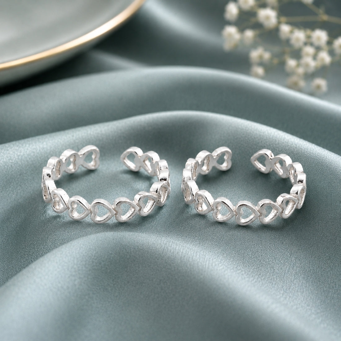 The Amara Infinite Heart Toe Rings (925 Sterling Silver Pair)