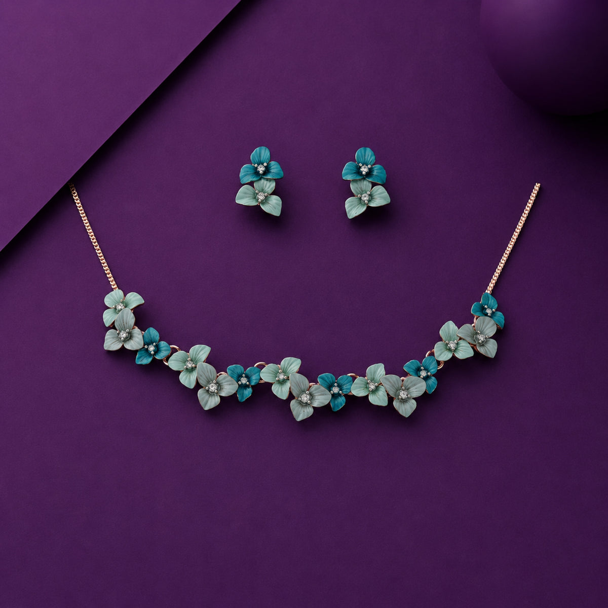 The Enchanted Hydrangea Enamel Necklace Set