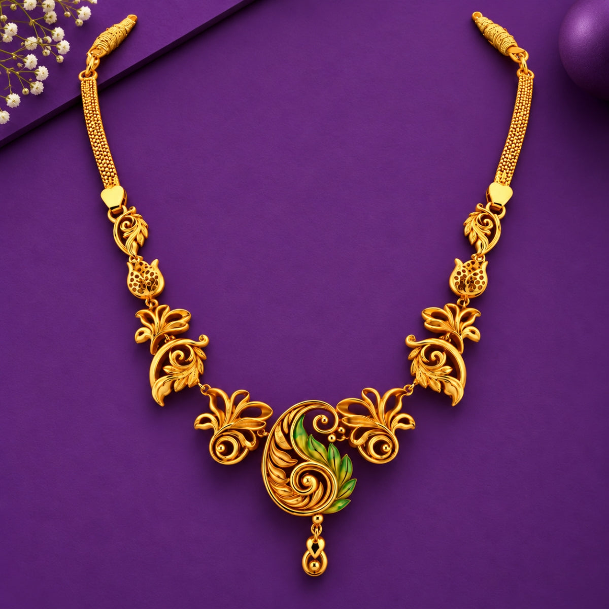 The Royal Mayura Paisley 925 Silver Gold-Plated Necklace
