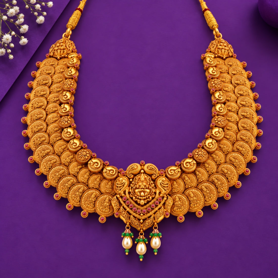 The Empress Lakshmi Pearl-Drop 925 Silver Kasu Mala