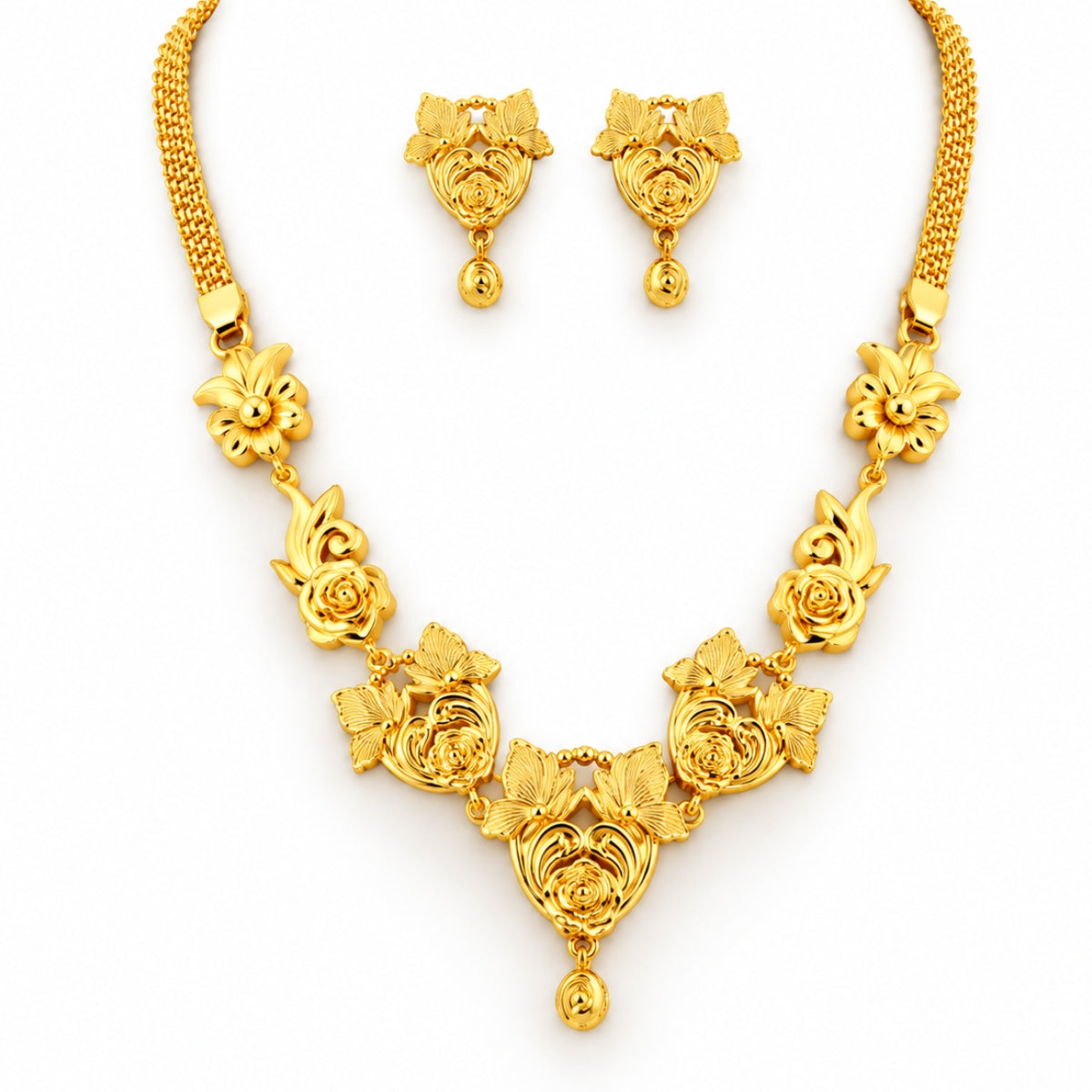 Imperial Peacock V-Neck Heritage 925 Silver Necklace Set