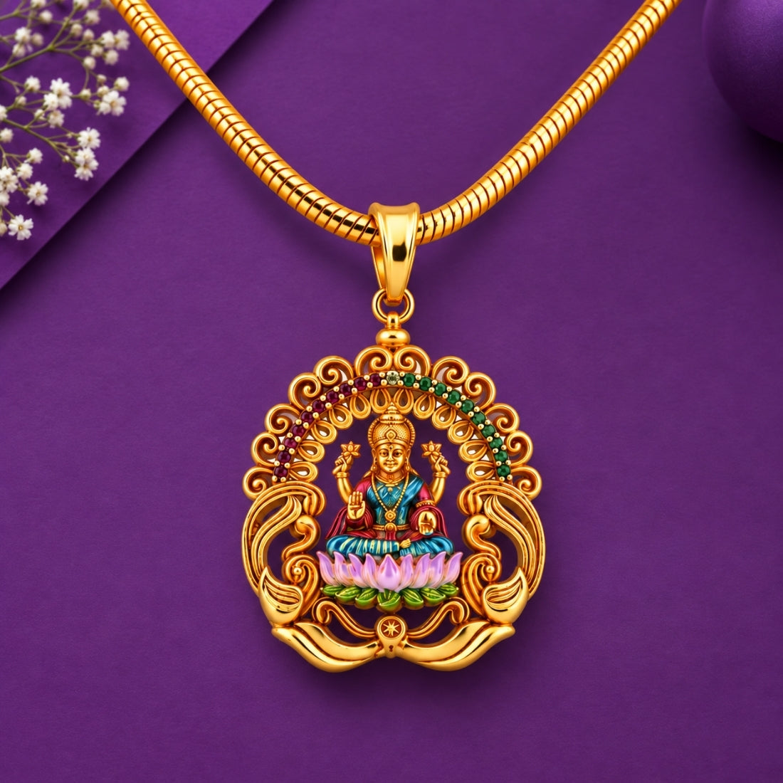 The Lakshmi Prabhavali 925 Silver Gold Plated Pendant