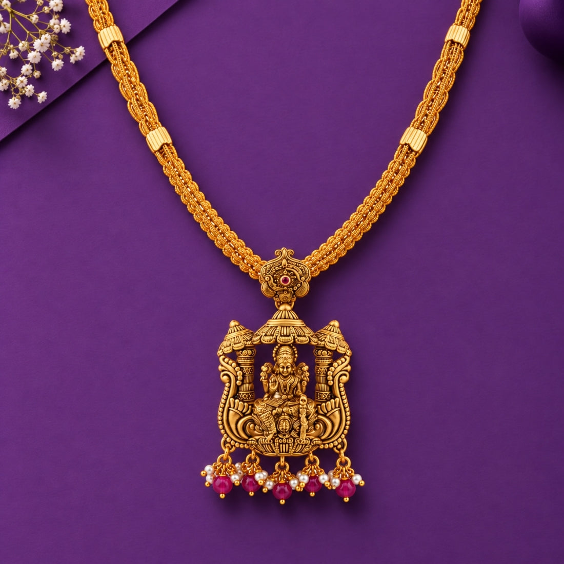 The Sanatan Lakshmi Mandapam Temple 925 Silver Necklace