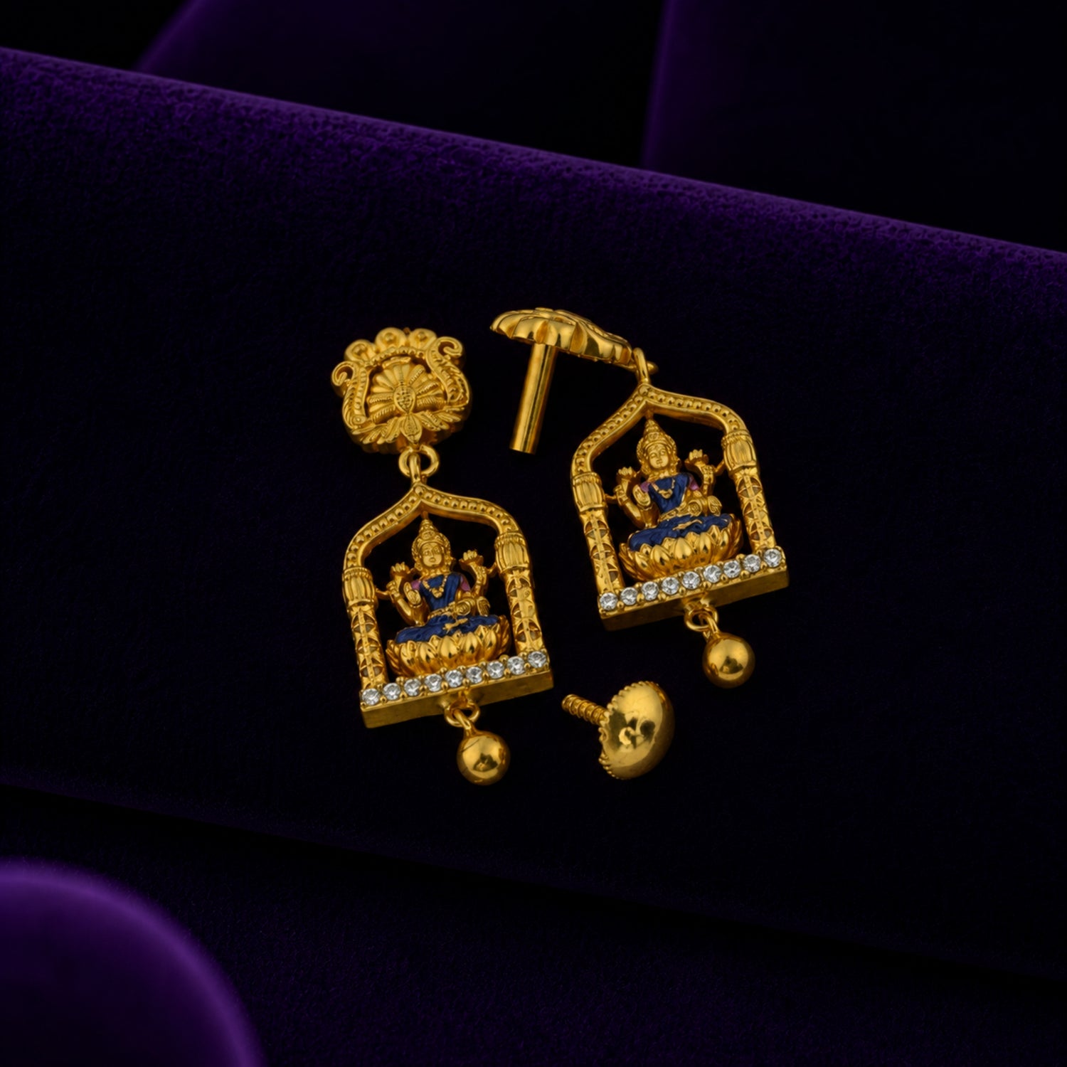 The Shrinika Lakshmi Arch Hanging Gold Polish 925 Silver Jhumka
