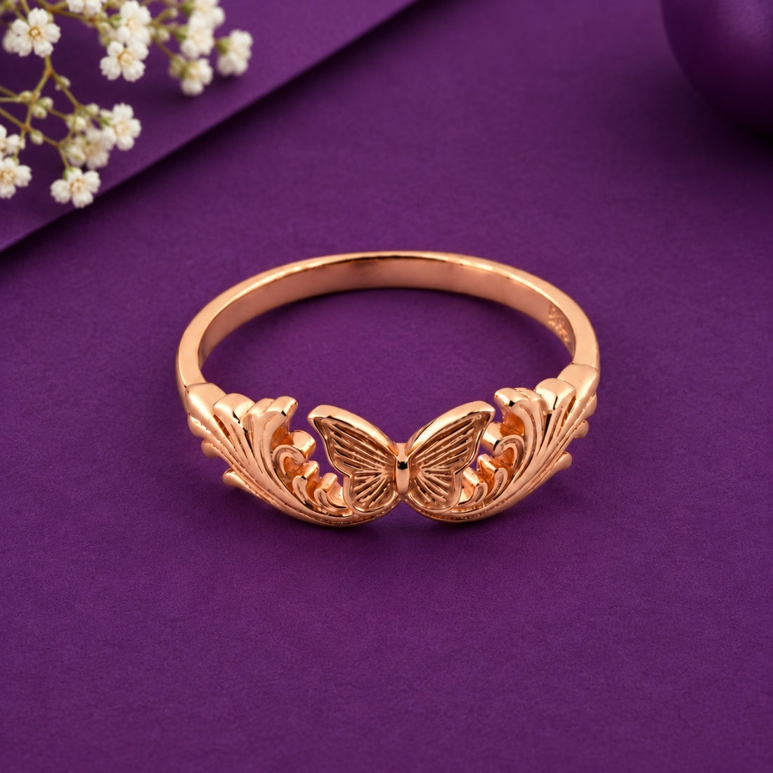 Enchanted Butterfly Garden Rose Gold 925 Silver Ring