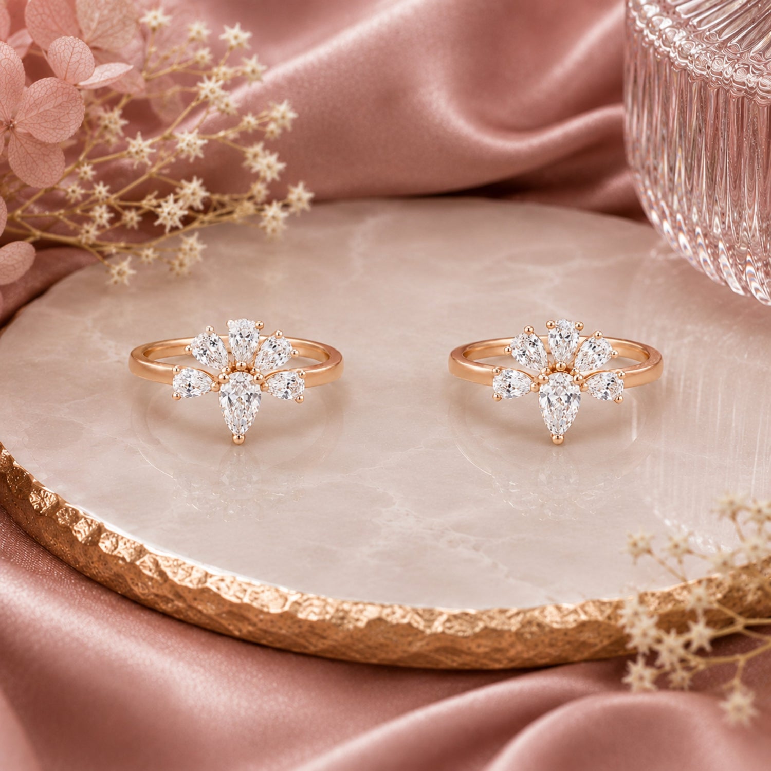 Majestic Pear Tiara Rose Gold Adjustable Toe Rings