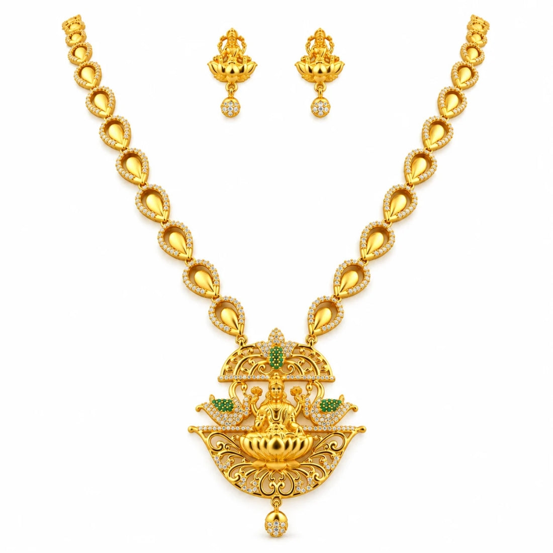 The Goddess Lakshmi Temple Heritage 925 Silver Gold Haram Set
