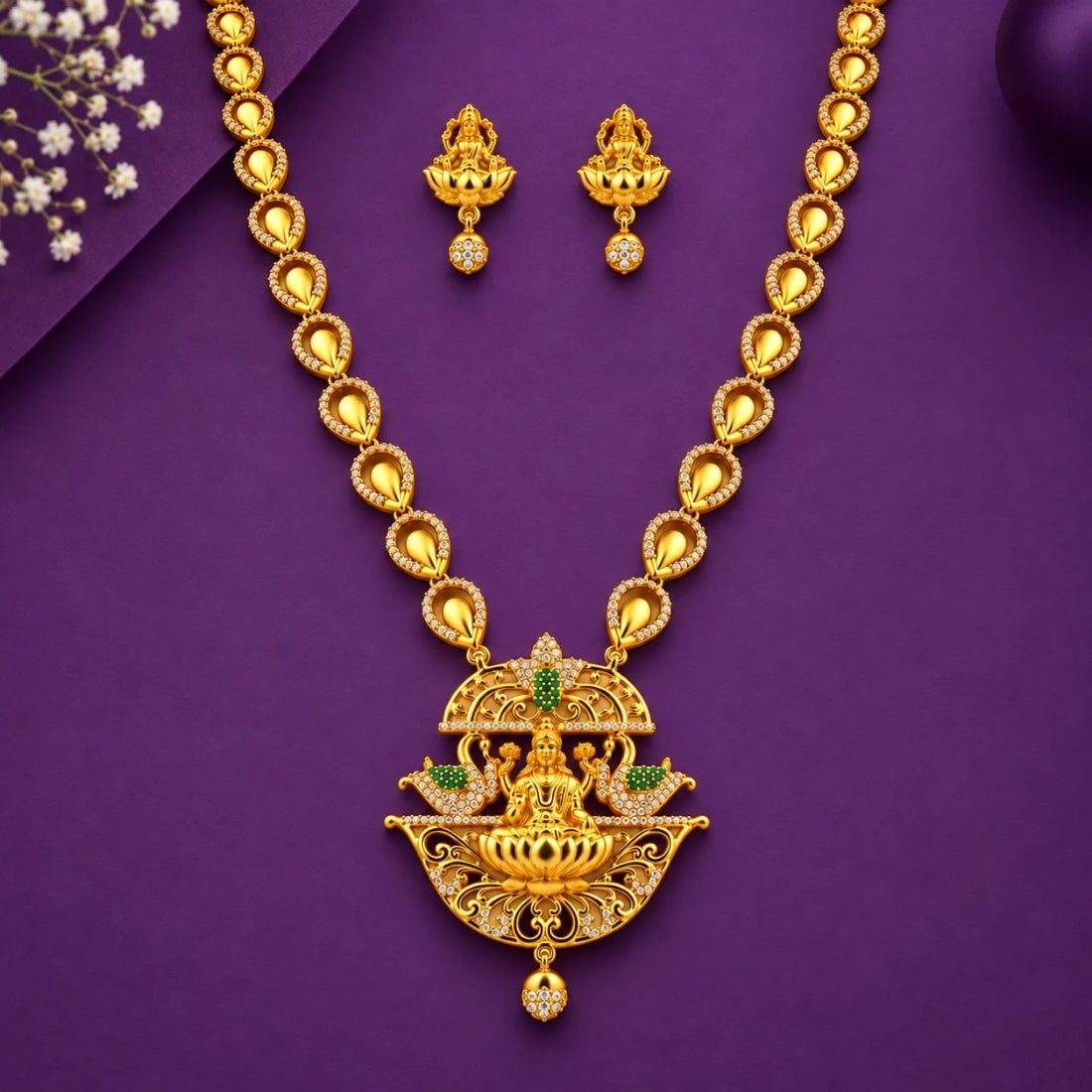 The Goddess Lakshmi Temple Heritage 925 Silver Gold Haram Set