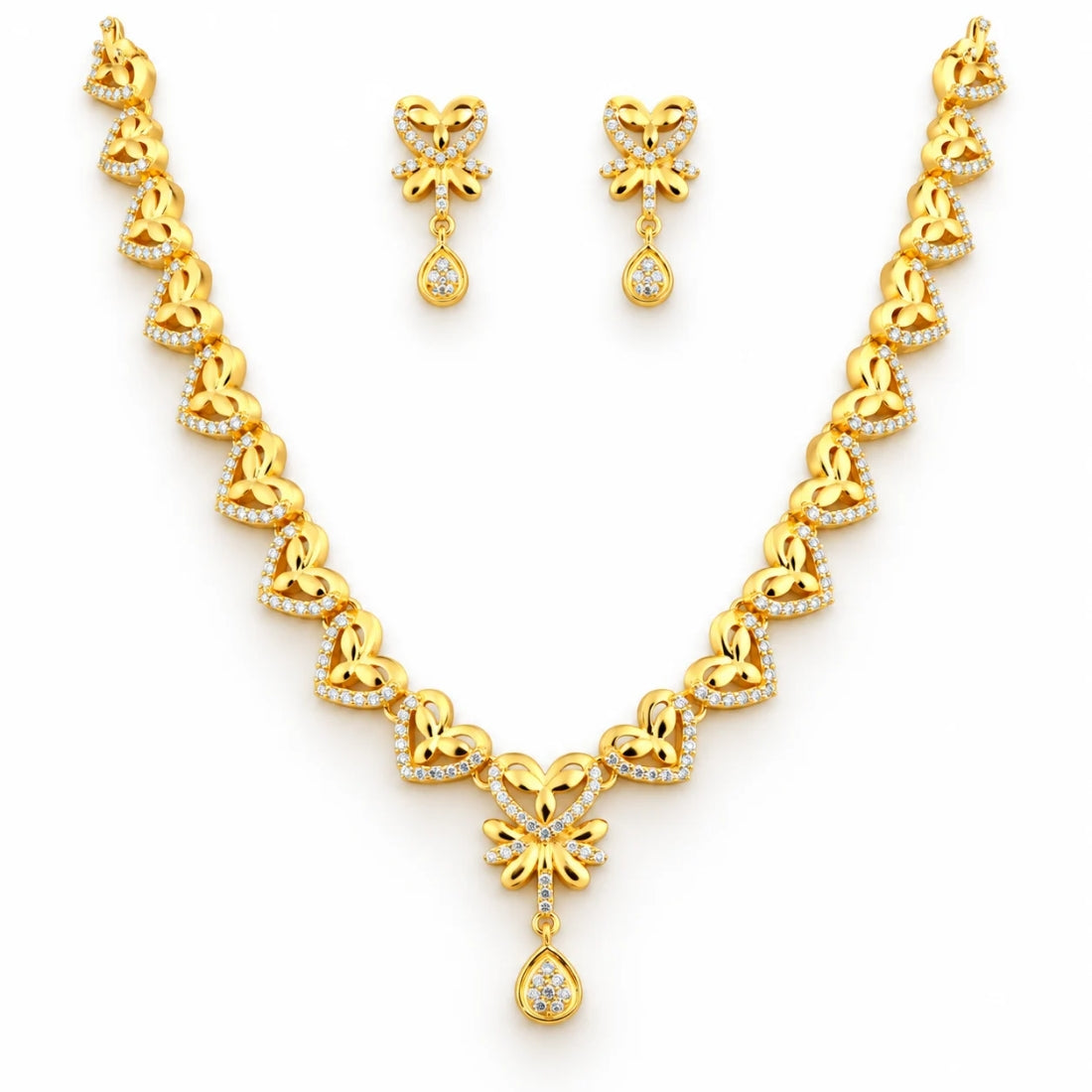 Elara Pavé Heart & Teardrop Droplet Set