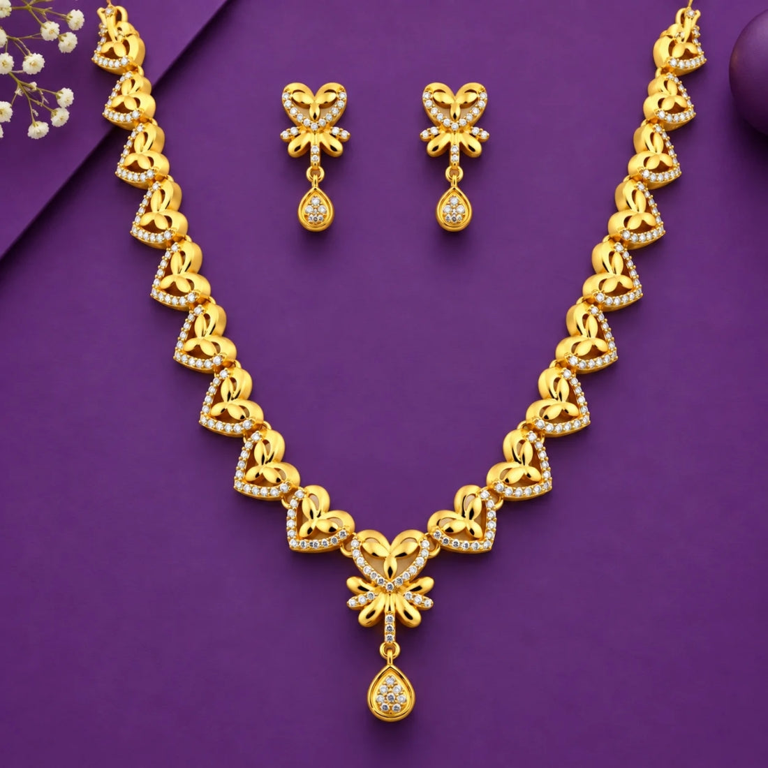 Elara Pavé Heart & Teardrop Droplet Set