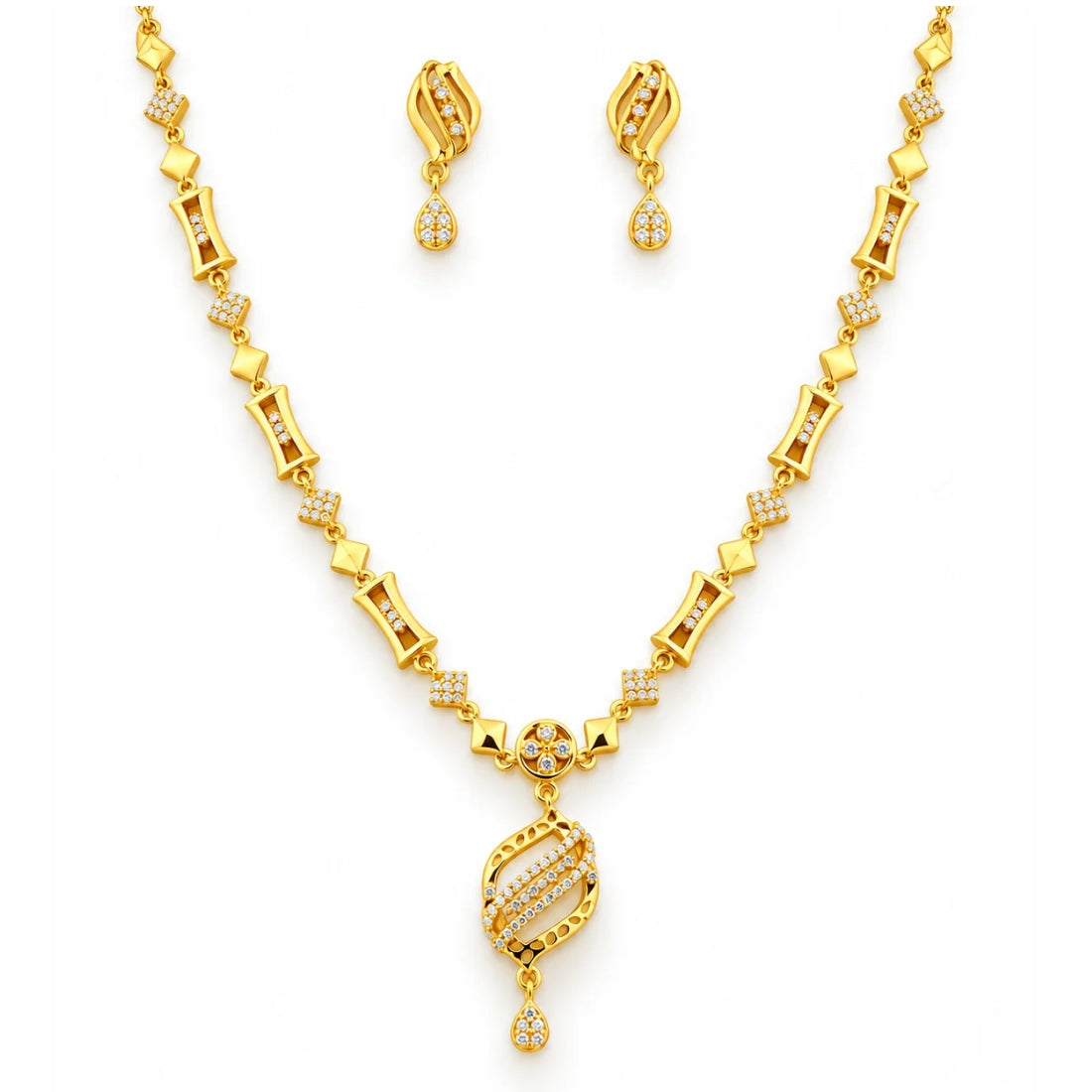 Celeste Swirl & Pavé Bar Necklace Set