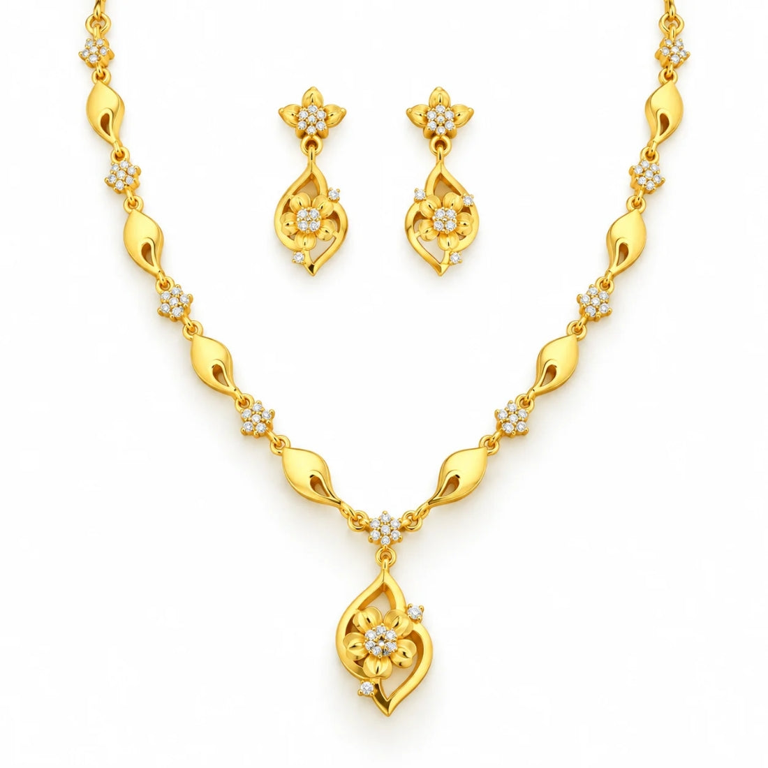The Ethereal Vine & Blossom 925 Silver Necklace Set
