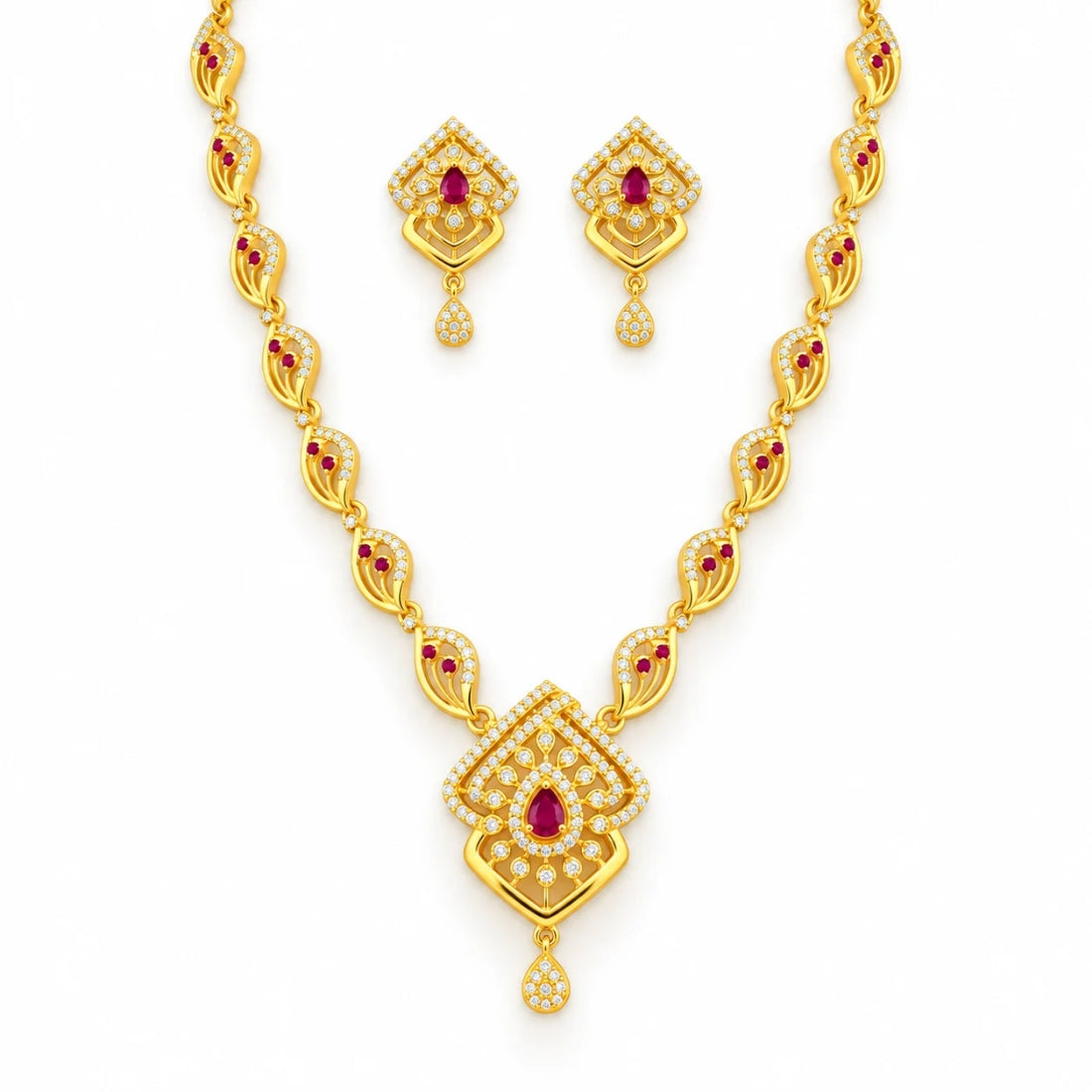 The Crimson Crest & Chevron Lattice 925 Silver Set