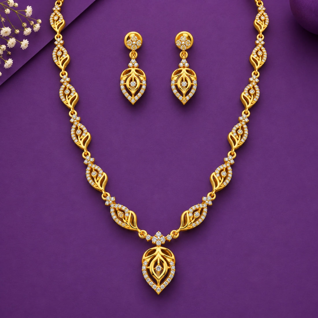 The Golden Vine & Lattice Petal 925 Silver Set