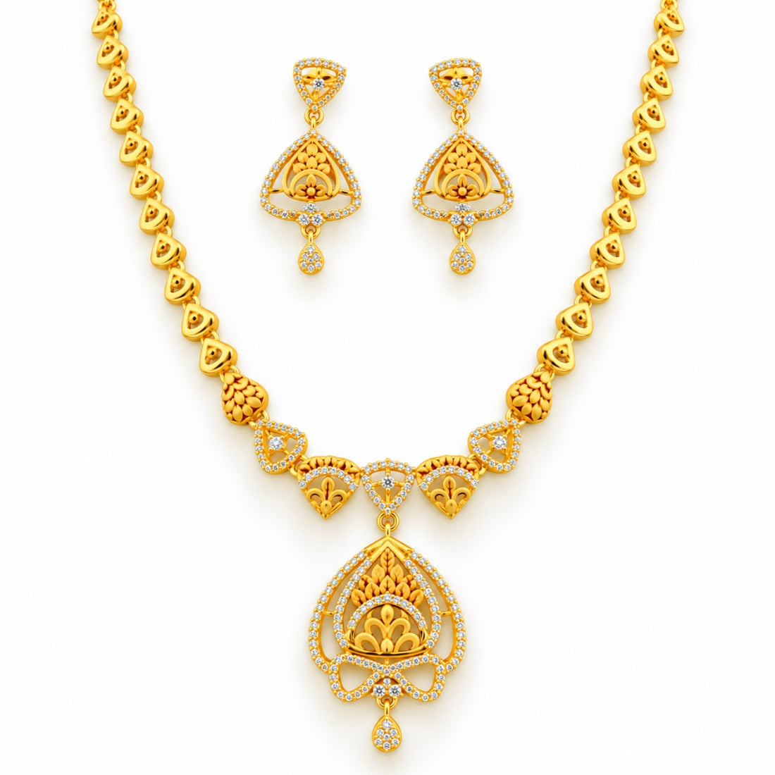 The Golden Lace & Lattice Medallion 925 Silver Set