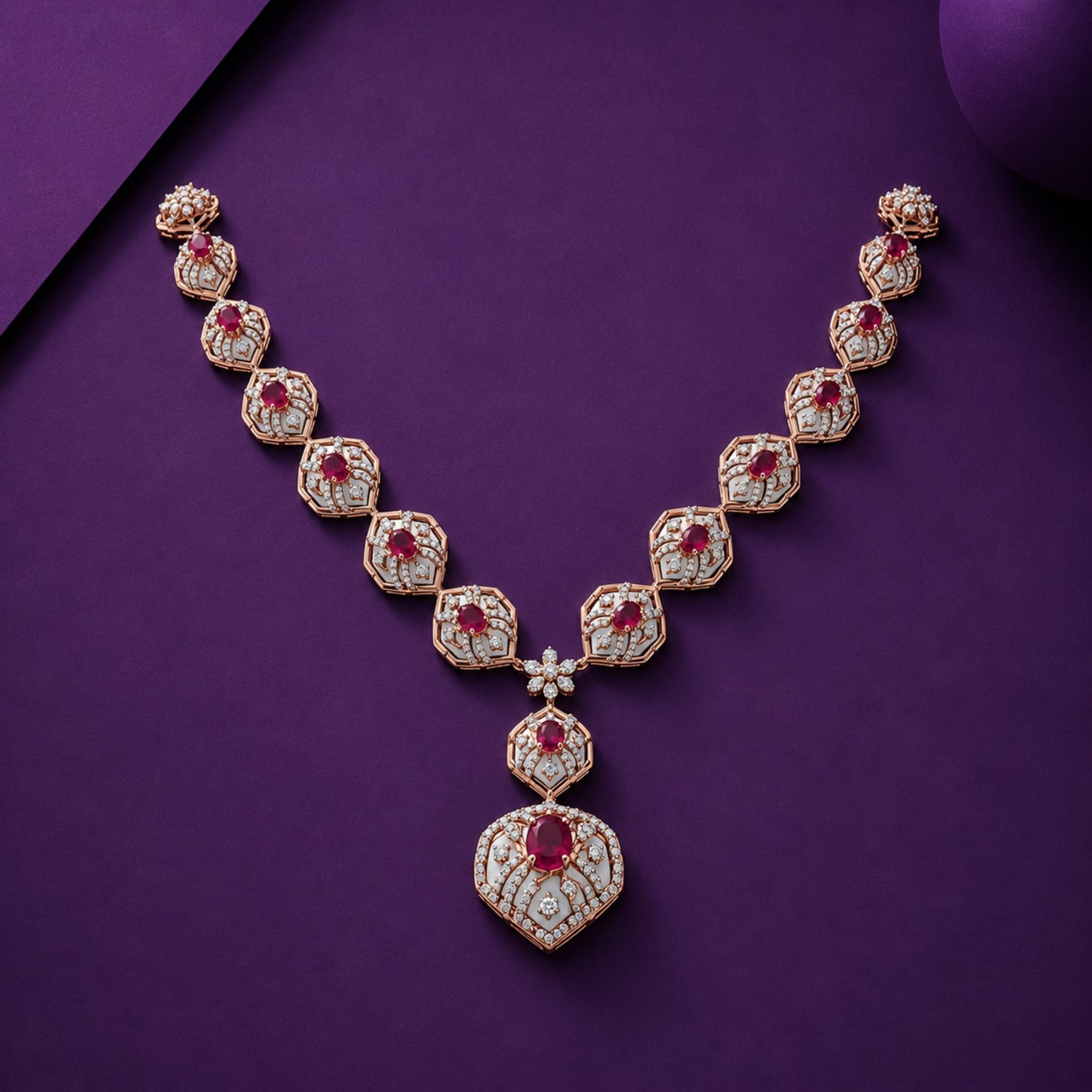 The "Crimson Ivy" Diamond-Finish 925 Silver V-Choker