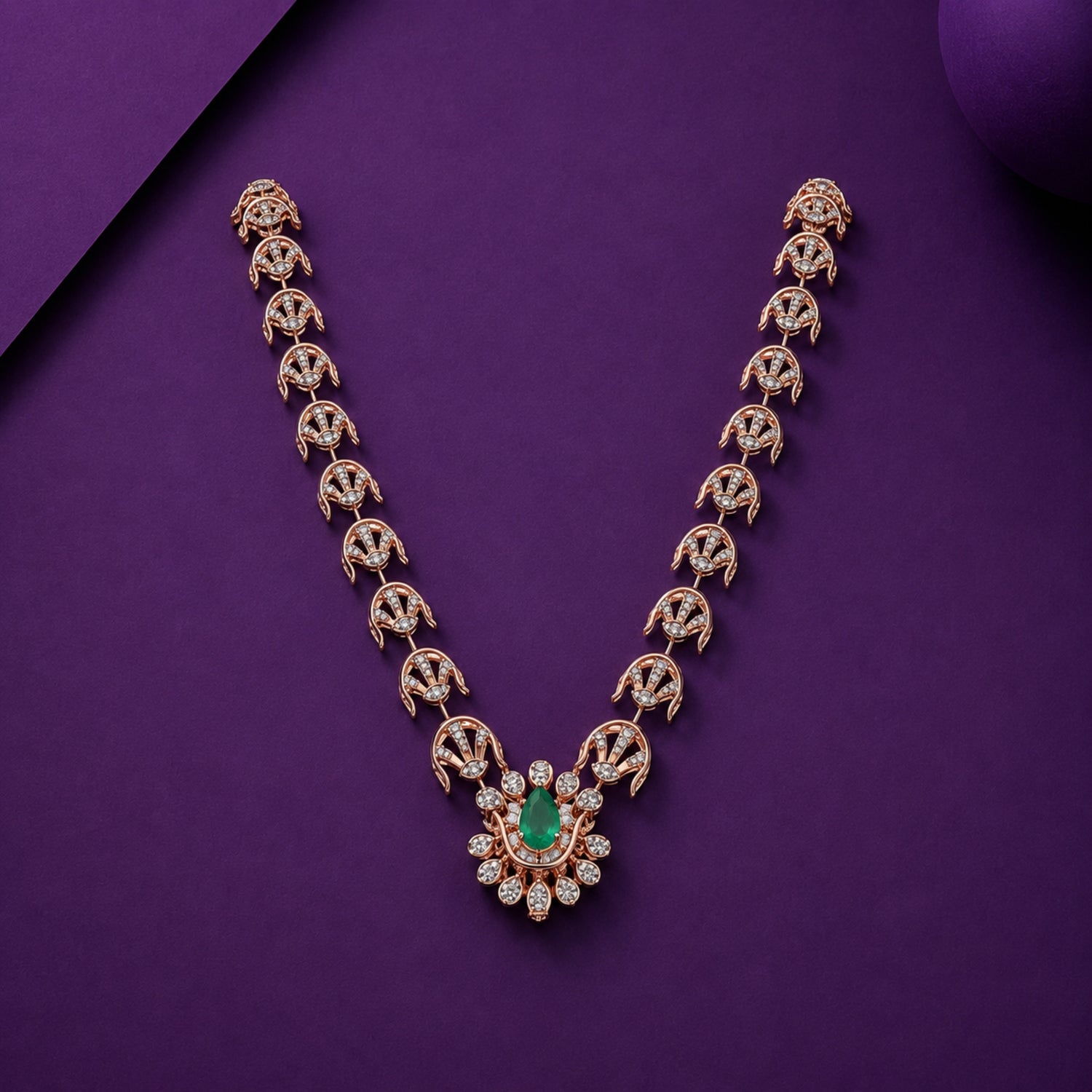 Emerald Halo Floral Silver Choker