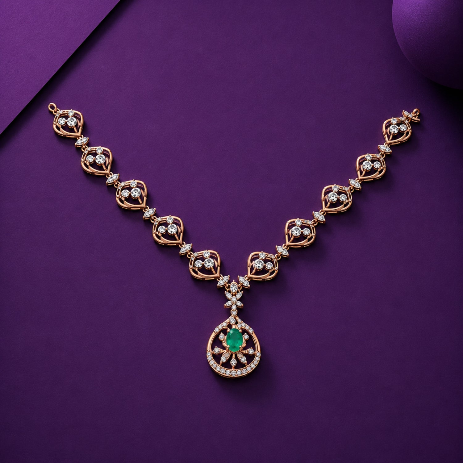 The "Emerald Dewdrop" Diamond-Finish 925 Silver Necklace