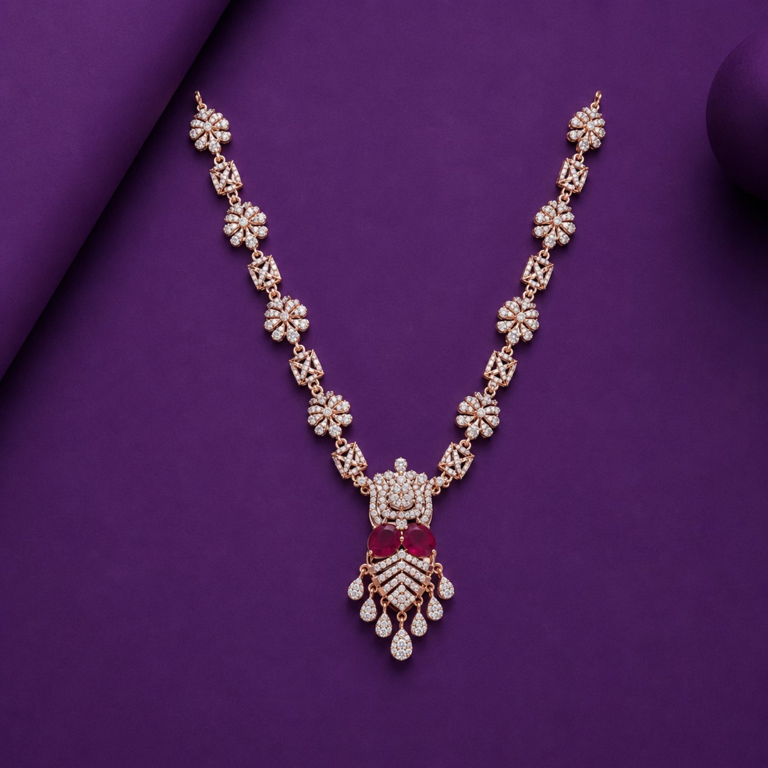 Nitya Ruby Bloom Diamond-Finish Choker