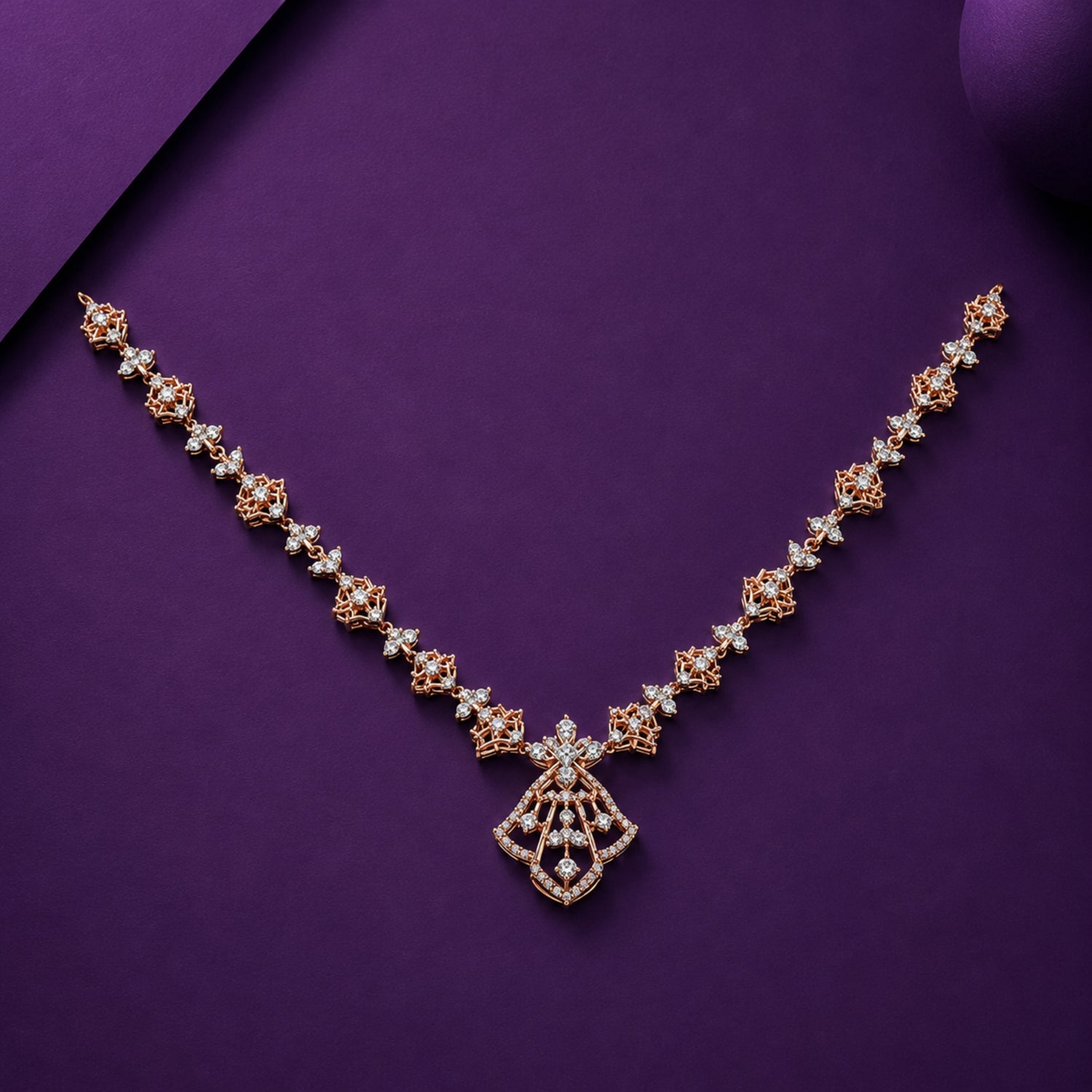 The "Gilded Tiara" Diamond-Finish 925 Silver Drop Necklace