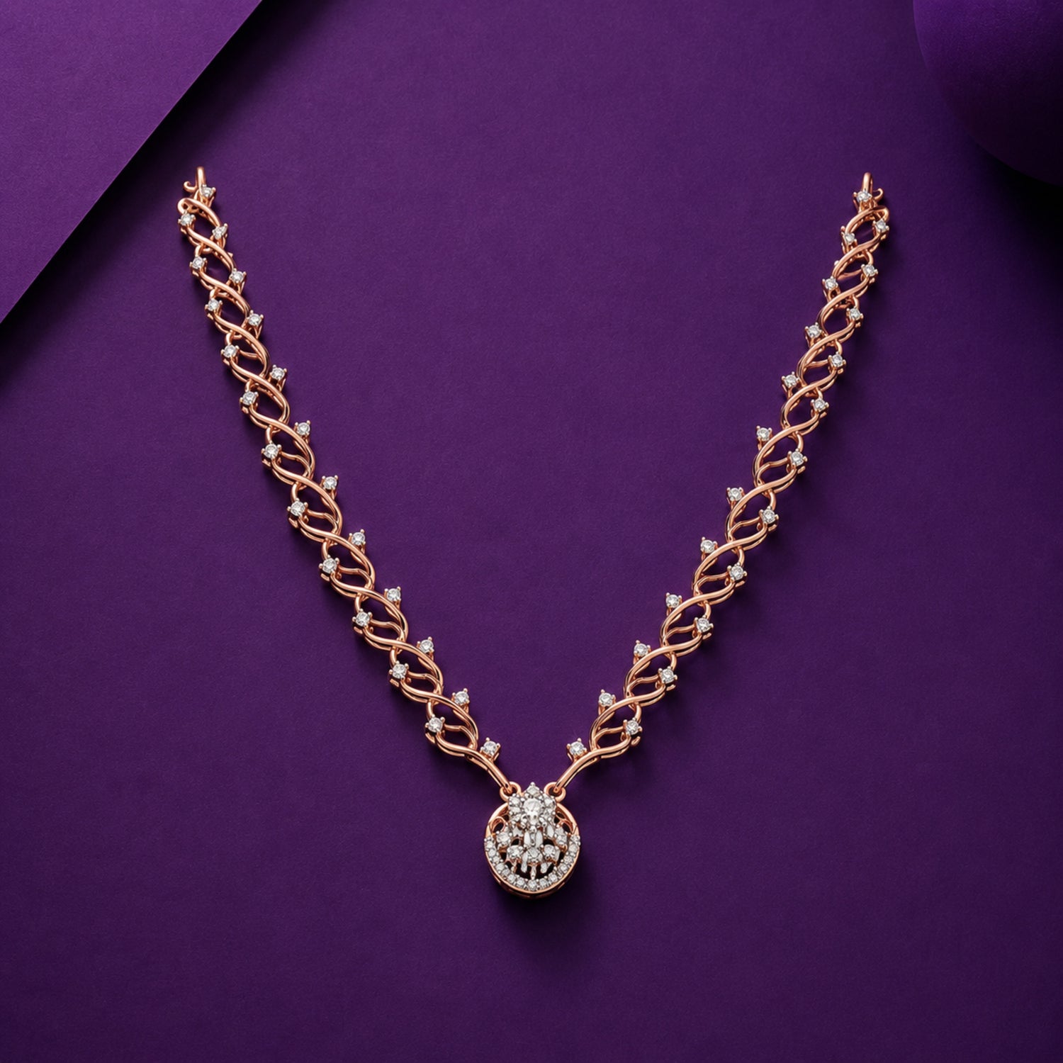 The "Ruby Blossom" Diamond-Finish 925 Silver Drop Necklace