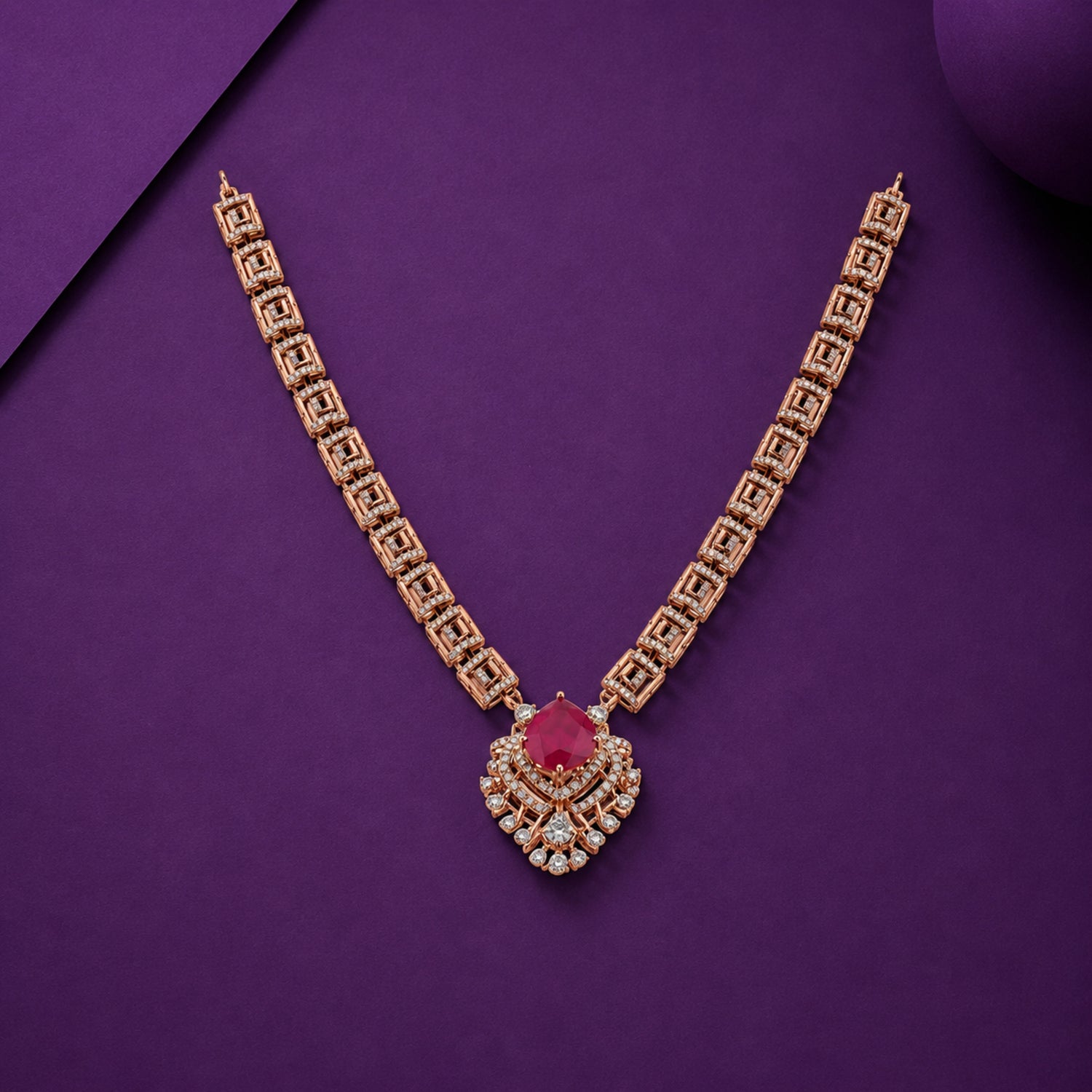 Siya Ruby Radiant Diamond-Finish 925 Silver Choker