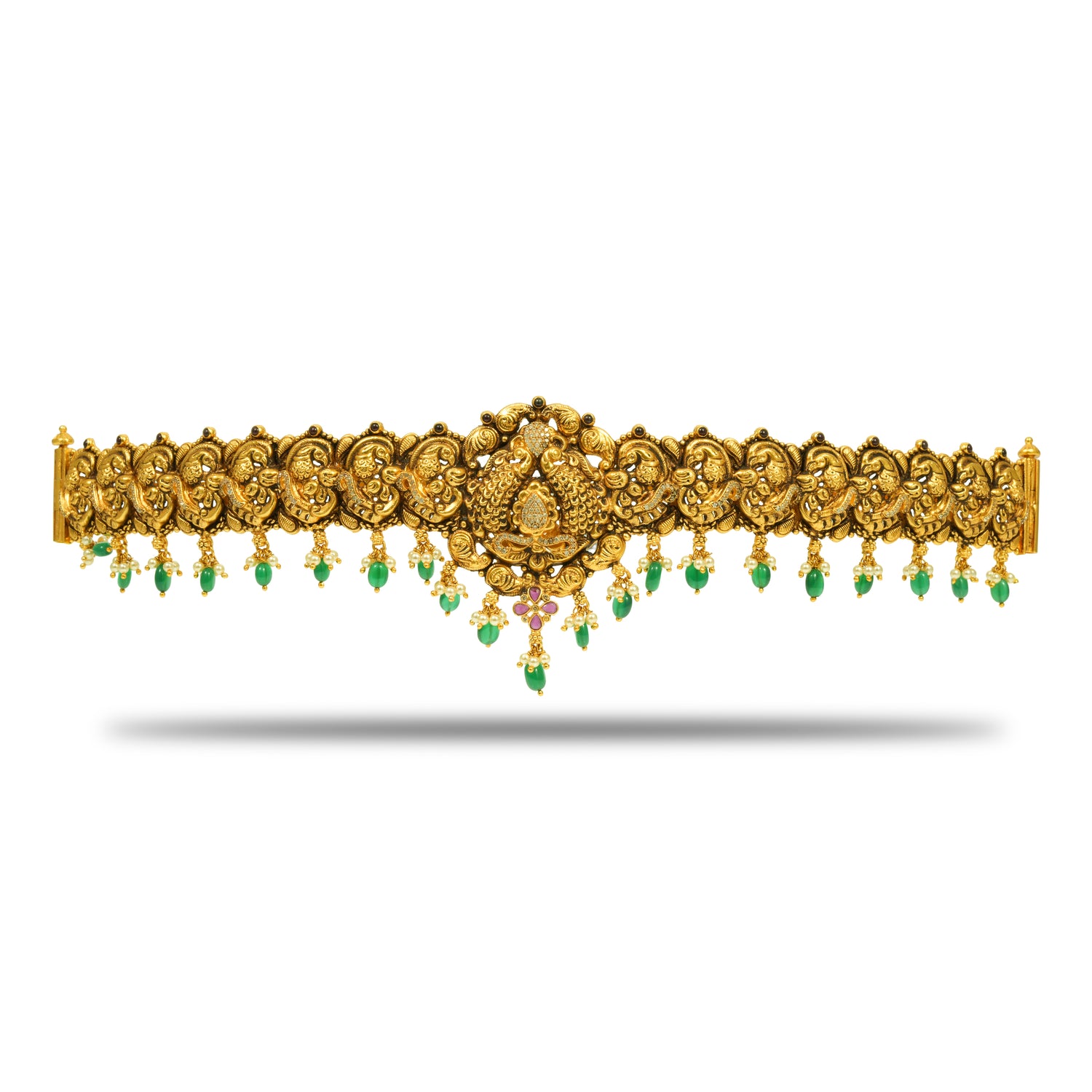 Mahishmati royal silver zircon ottiyanam radiant gold finish – 402-00141