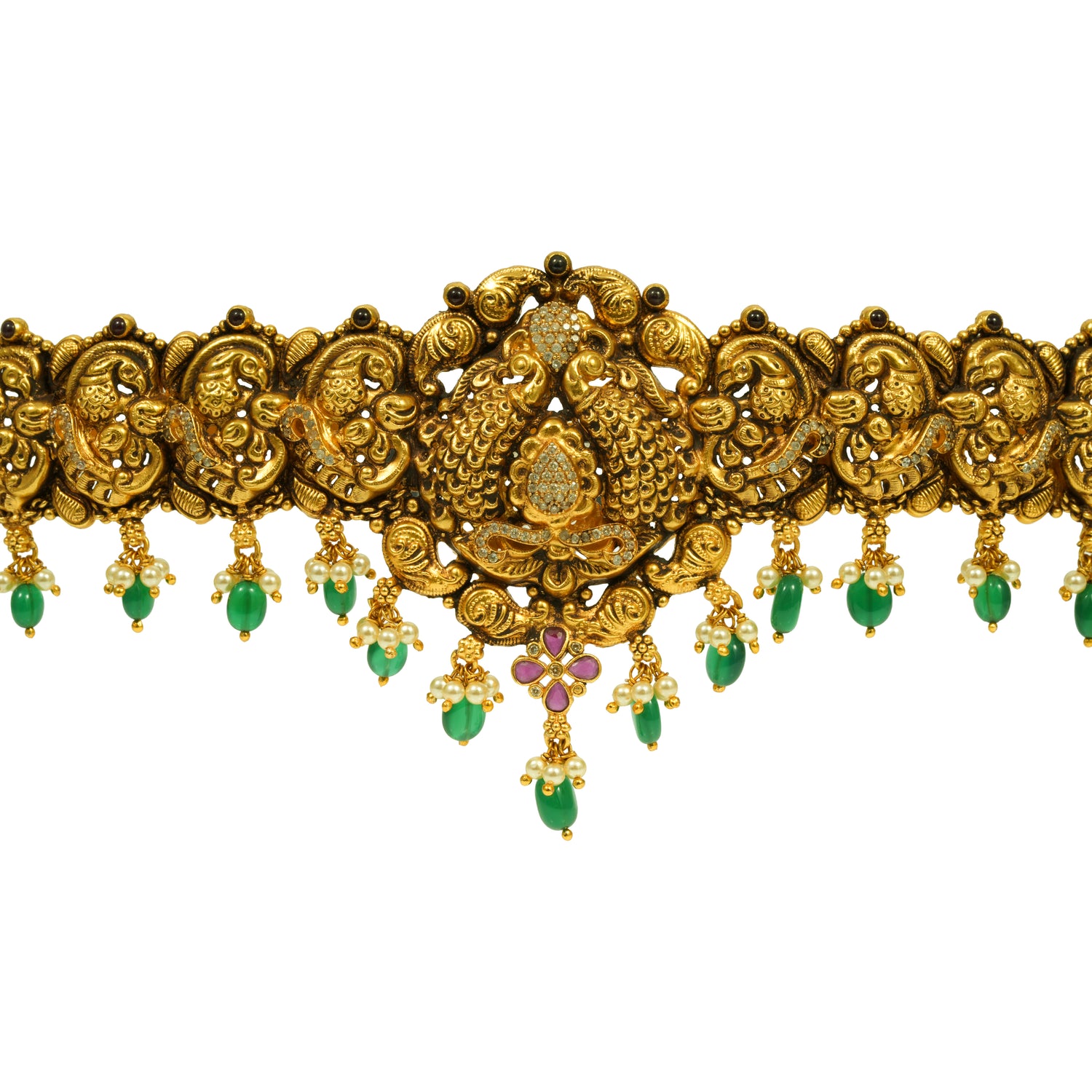 Mahishmati royal silver zircon ottiyanam radiant gold finish – 402-00141