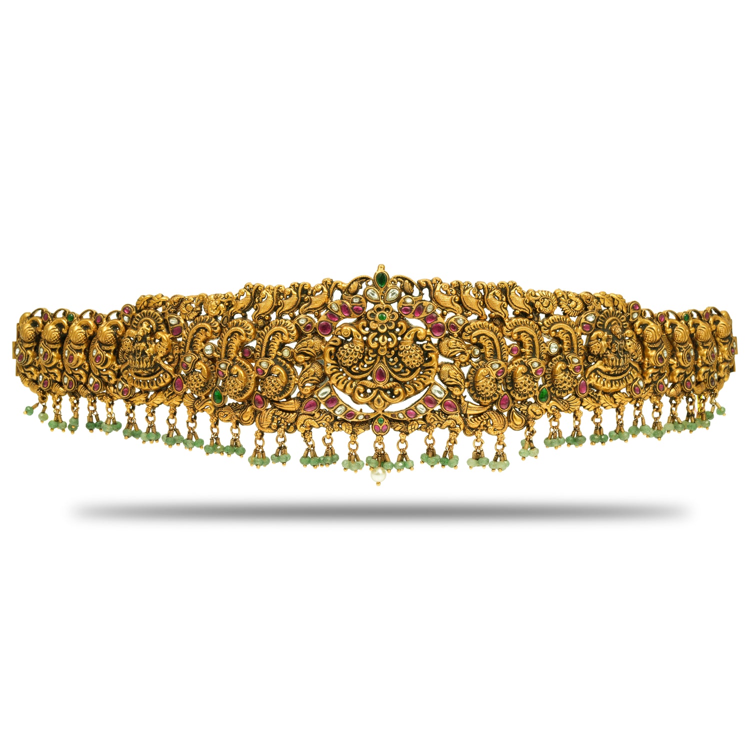 Aaradhya heritage bloom silver zircon ottiyanam radiant gold finish – 402-00031