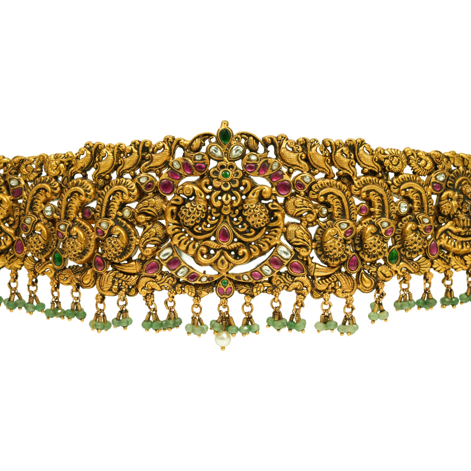 Aaradhya heritage bloom silver zircon ottiyanam radiant gold finish – 402-00031
