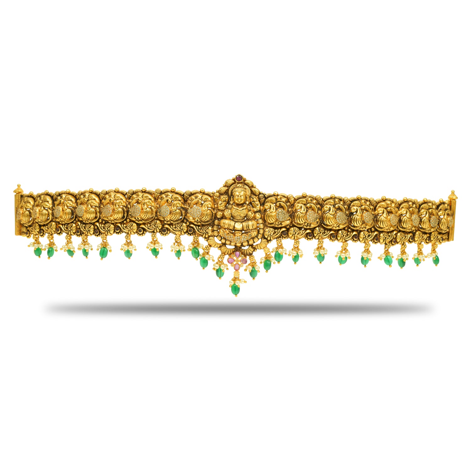 Vasundhara antique regal silver zircon ottiyanam radiant gold finish – 402-00140