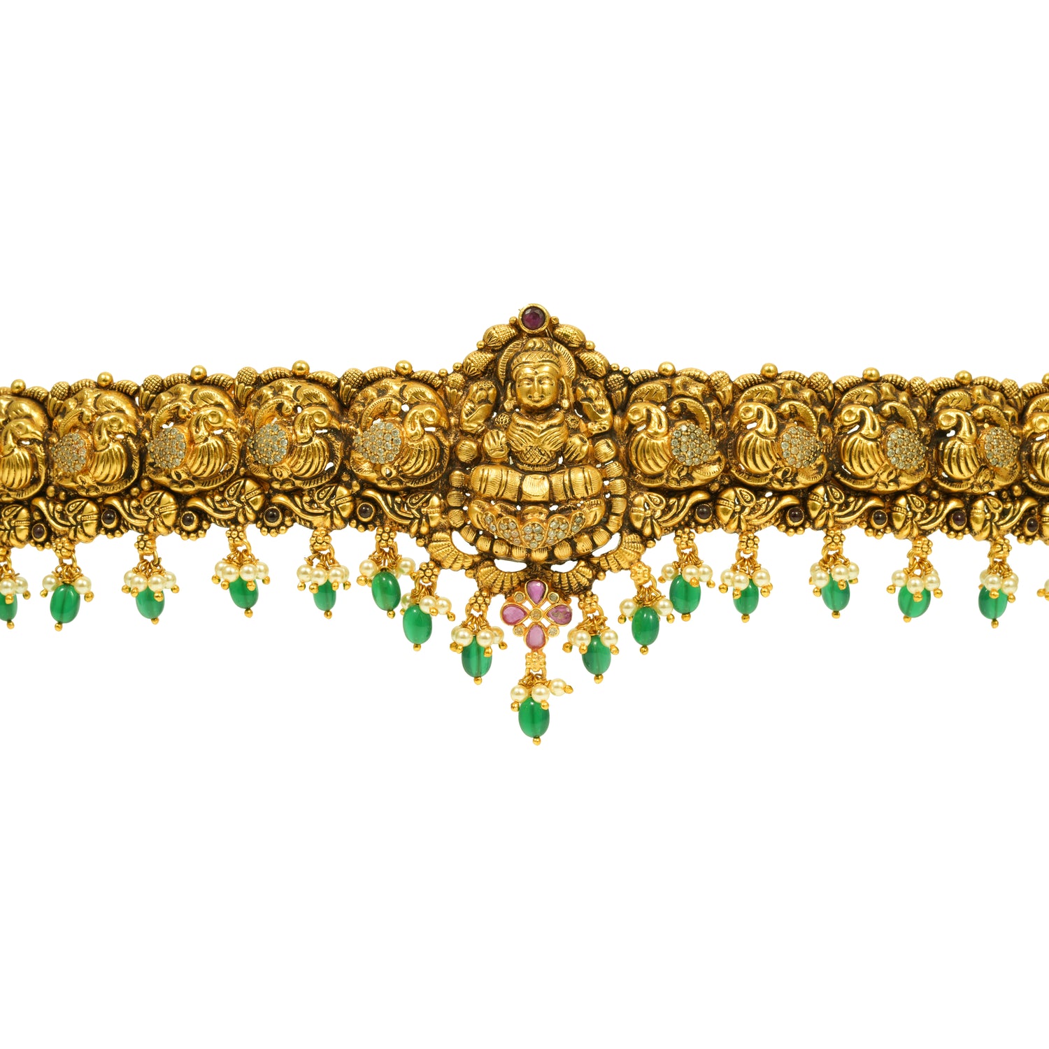 Vasundhara antique regal silver zircon ottiyanam radiant gold finish – 402-00140