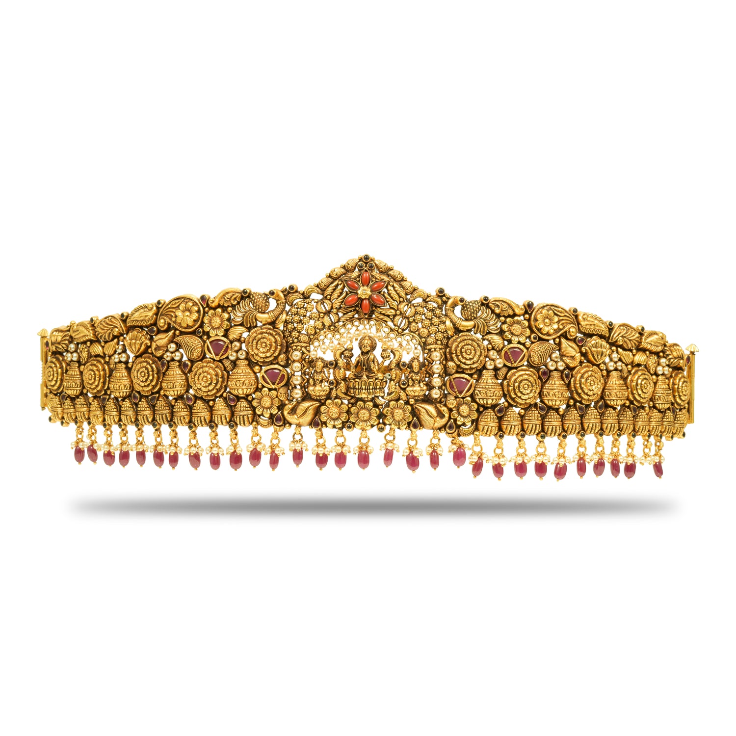 Temple tanushree heritage glow silver zircon ottiyanam radiant gold finish – 402-00025