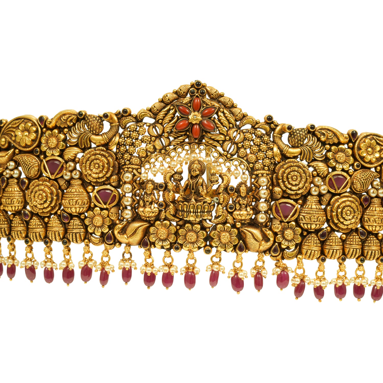 Temple tanushree heritage glow silver zircon ottiyanam radiant gold finish – 402-00025