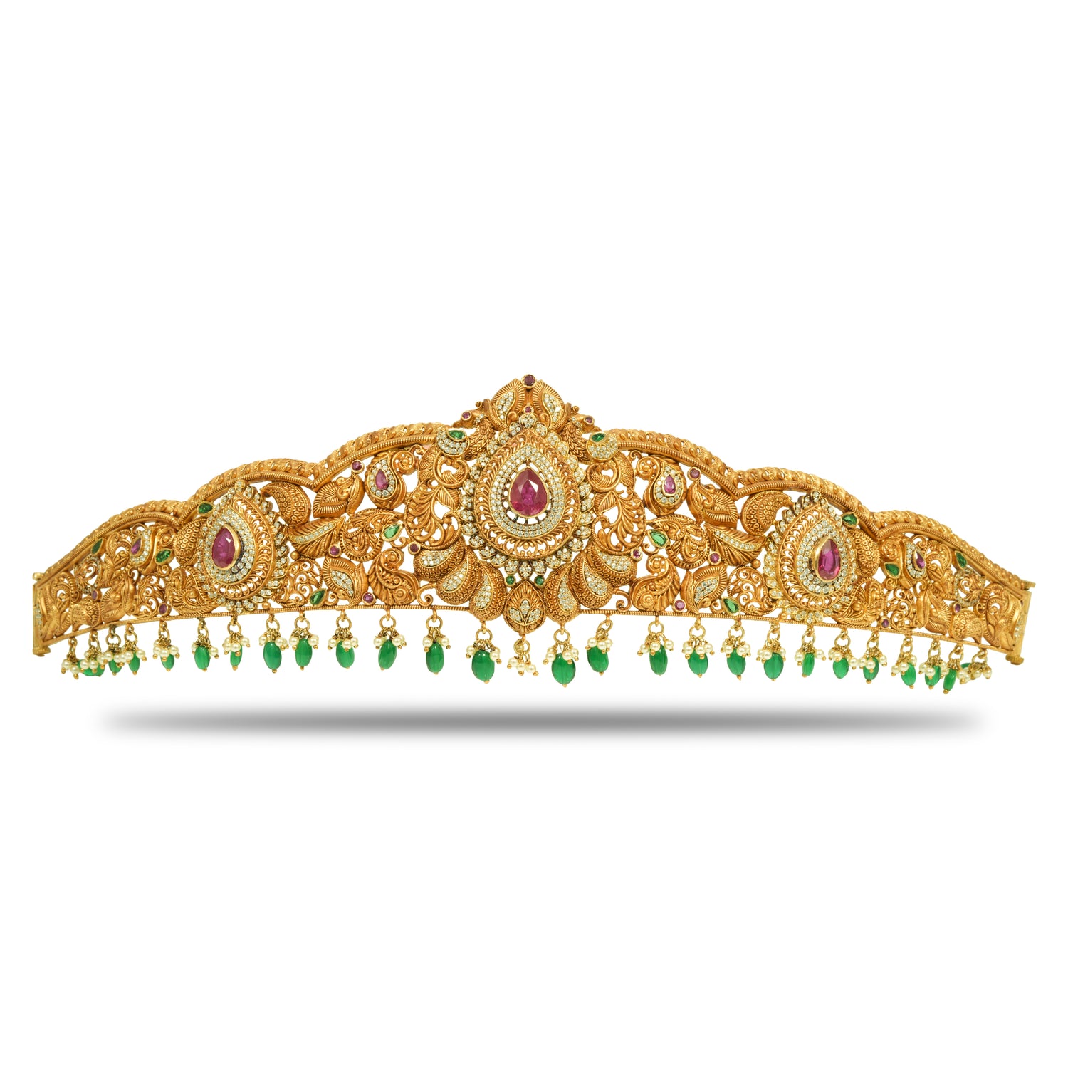 Rajeswari divine fusion silver zircon ottiyanam radiant gold finish – 402-00124
