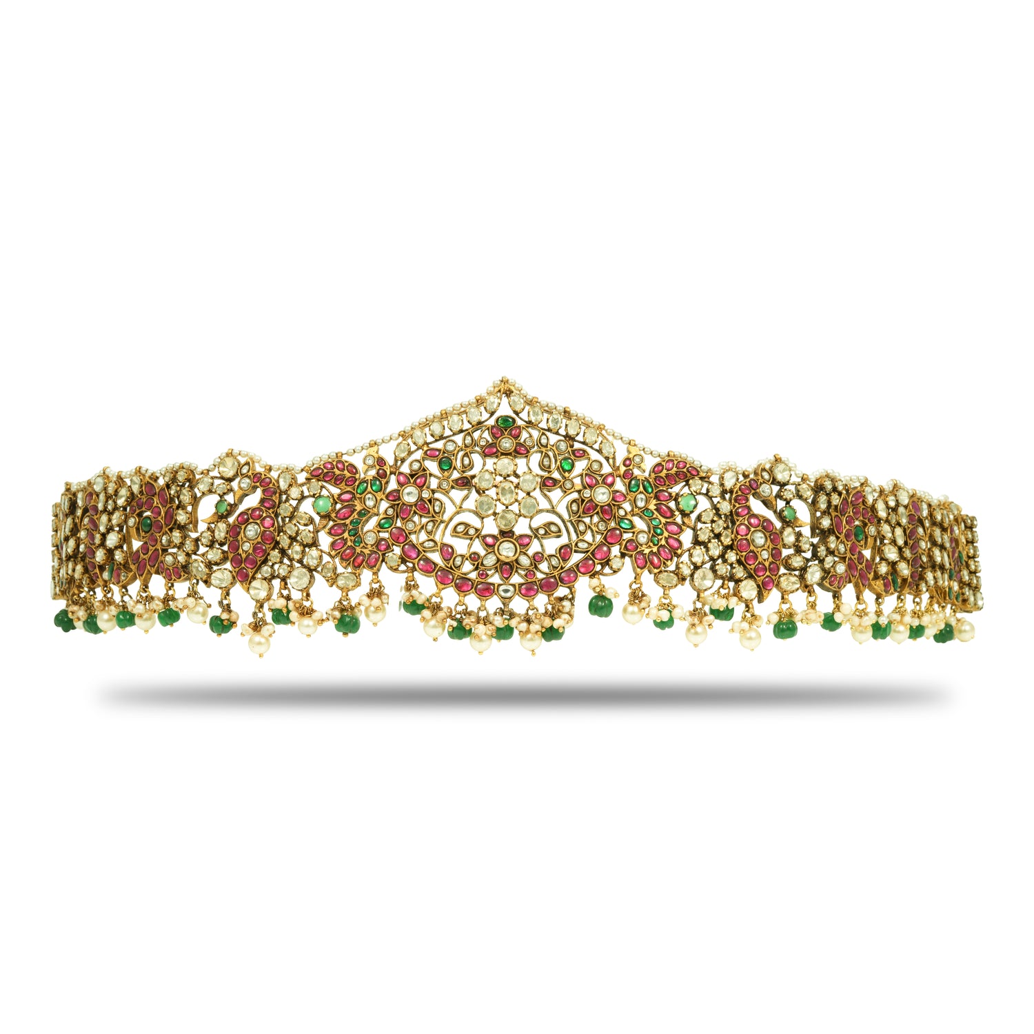 Samriddhi temple kundhan radiance silver kundhan ottiyanam radiant gold finish – 402-00042