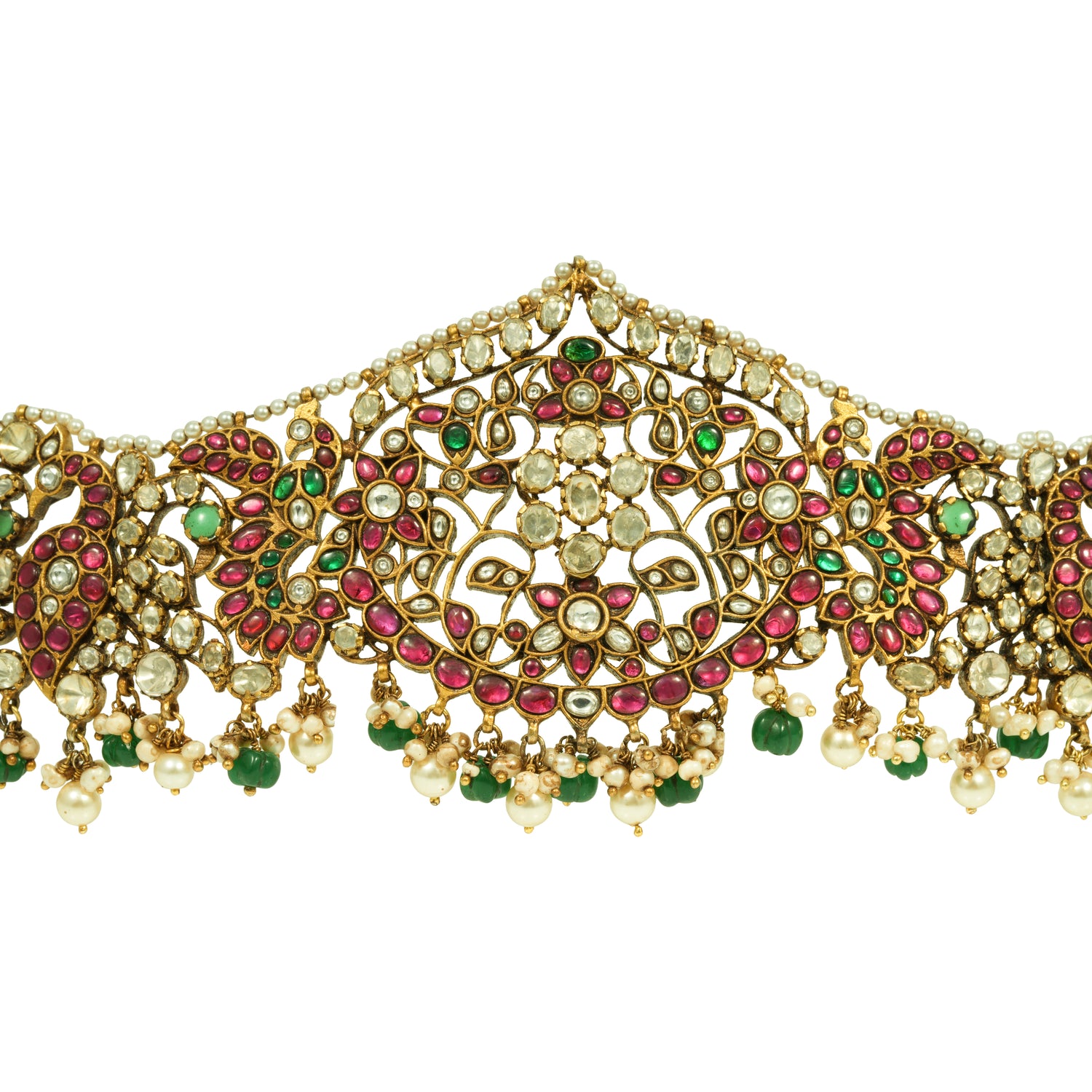 Samriddhi temple kundhan radiance silver kundhan ottiyanam radiant gold finish – 402-00042