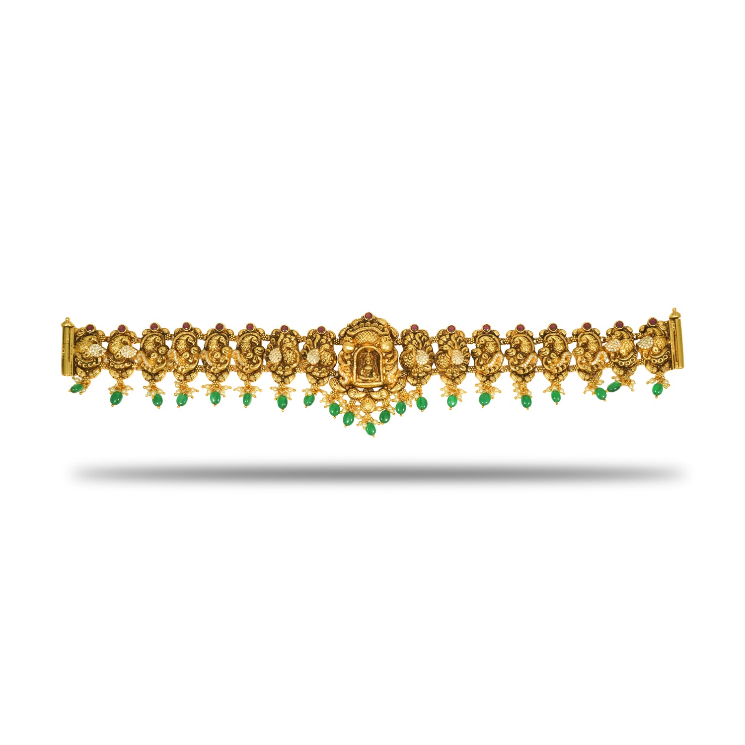 Ishani antique royale silver zircon ottiyanam radiant gold finish – 402-00139