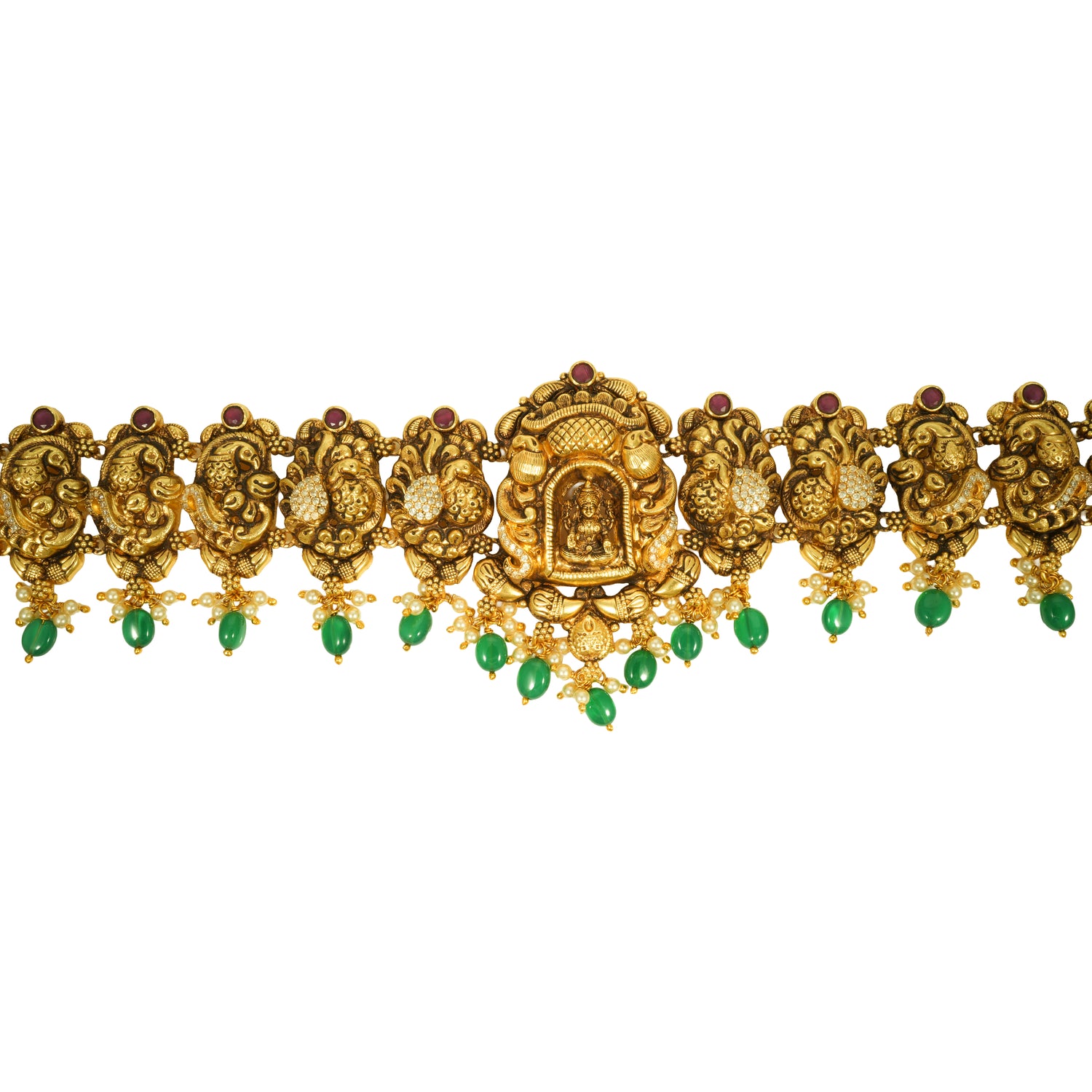 Ishani antique royale silver zircon ottiyanam radiant gold finish – 402-00139