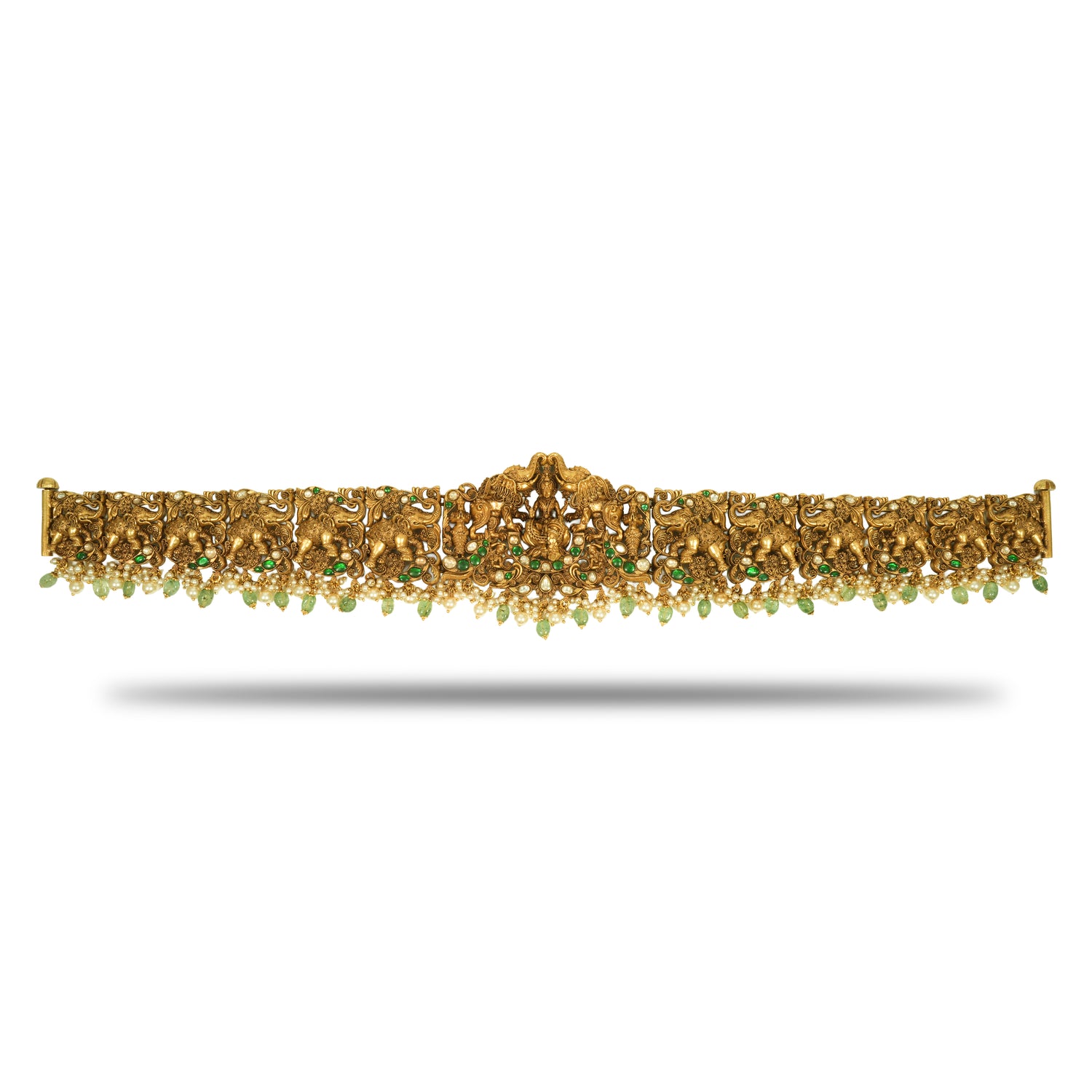 Yamika golden heritage silver zircon ottiyanam radiant gold finish – 402-00110