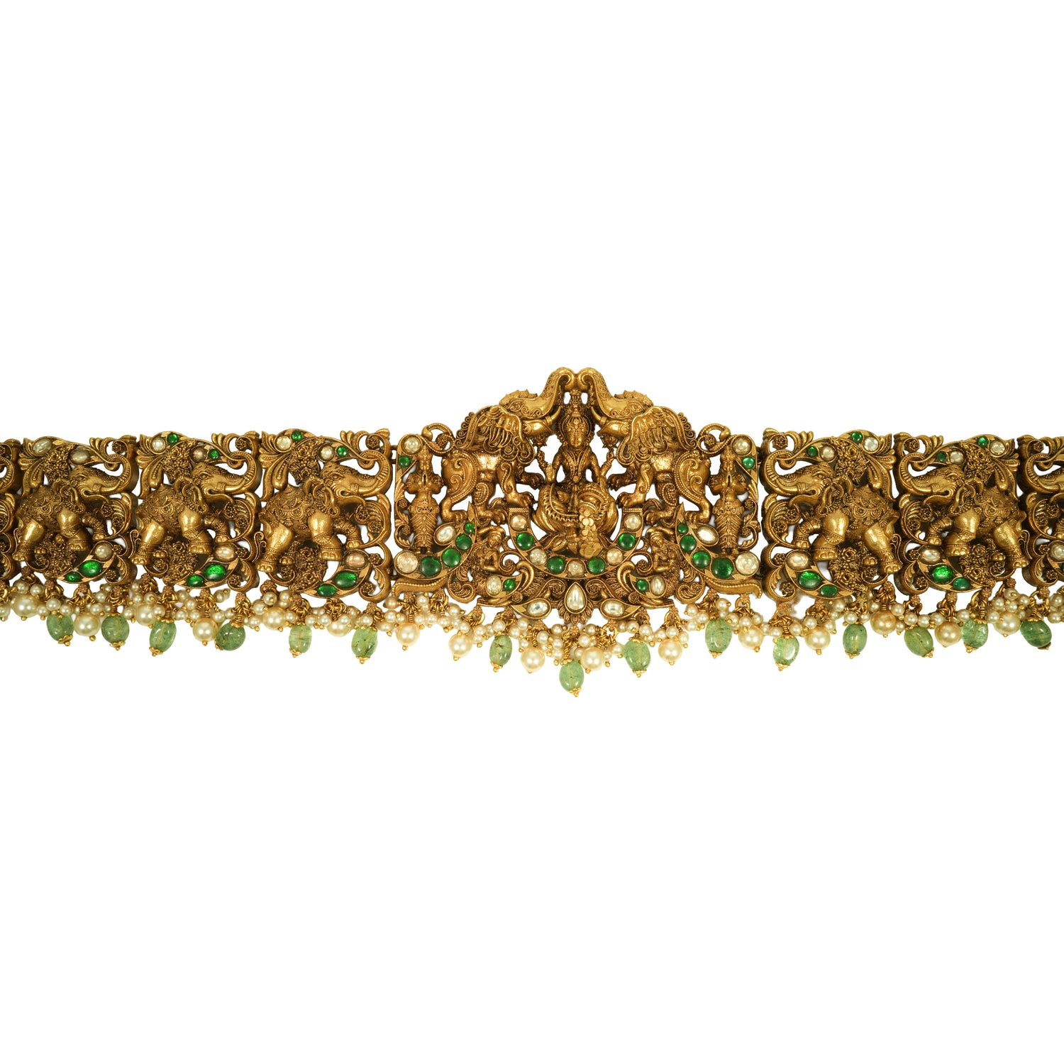 Yamika golden heritage silver zircon ottiyanam radiant gold finish – 402-00110